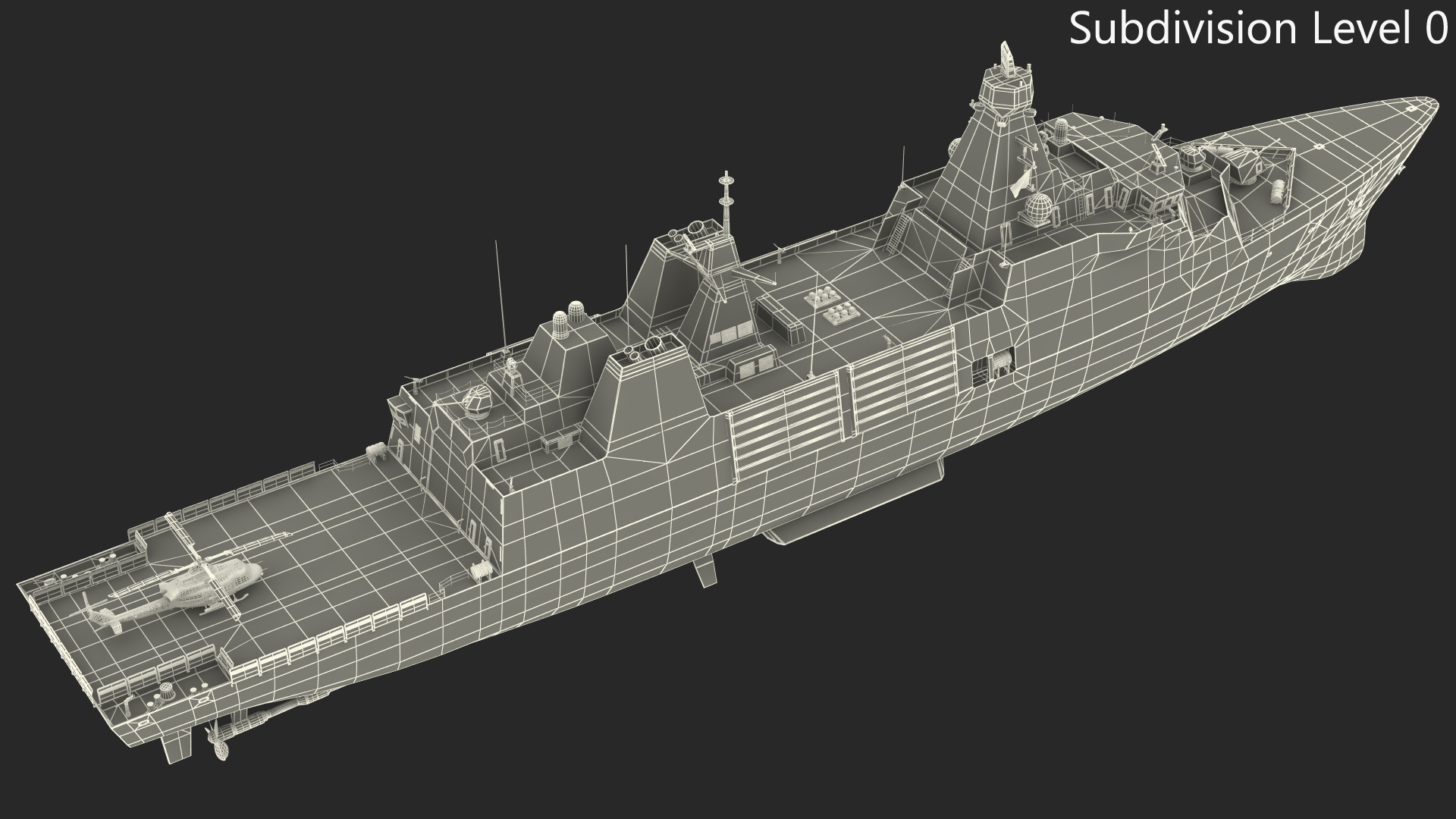 3D model Frigate Type 31 with Military Helicopter