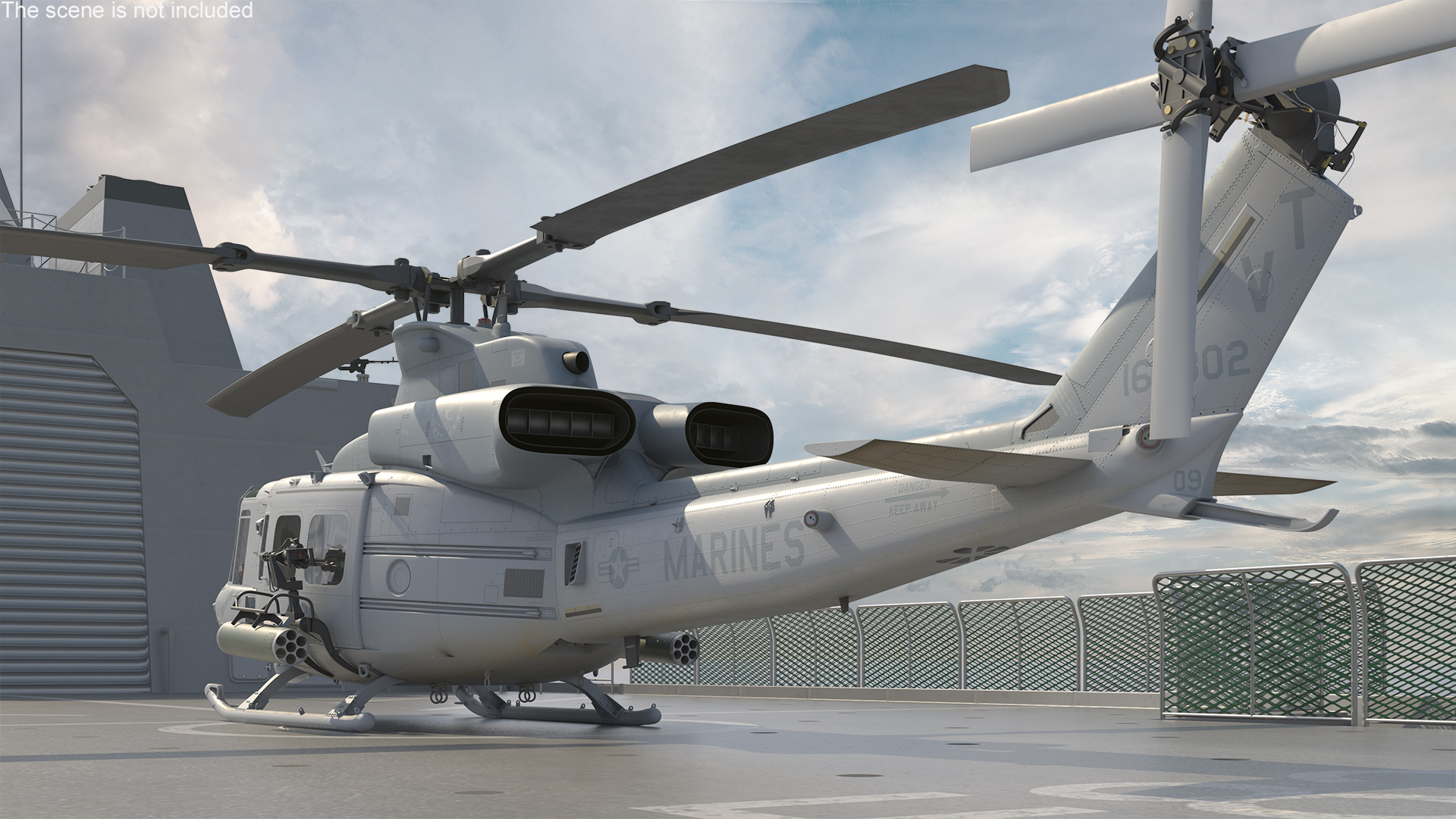 3D model Frigate Type 31 with Military Helicopter
