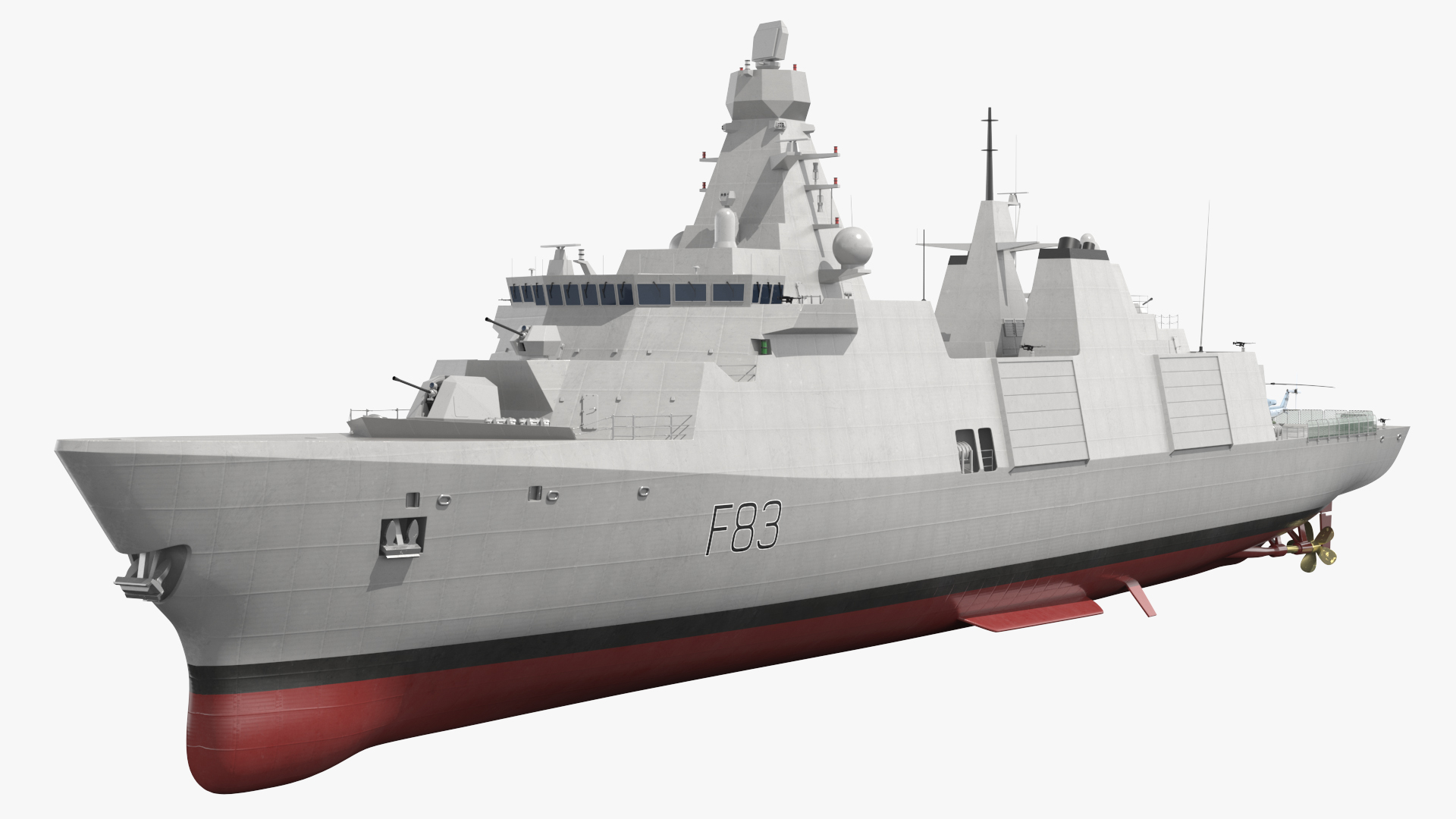 3D model Frigate Type 31 with Military Helicopter