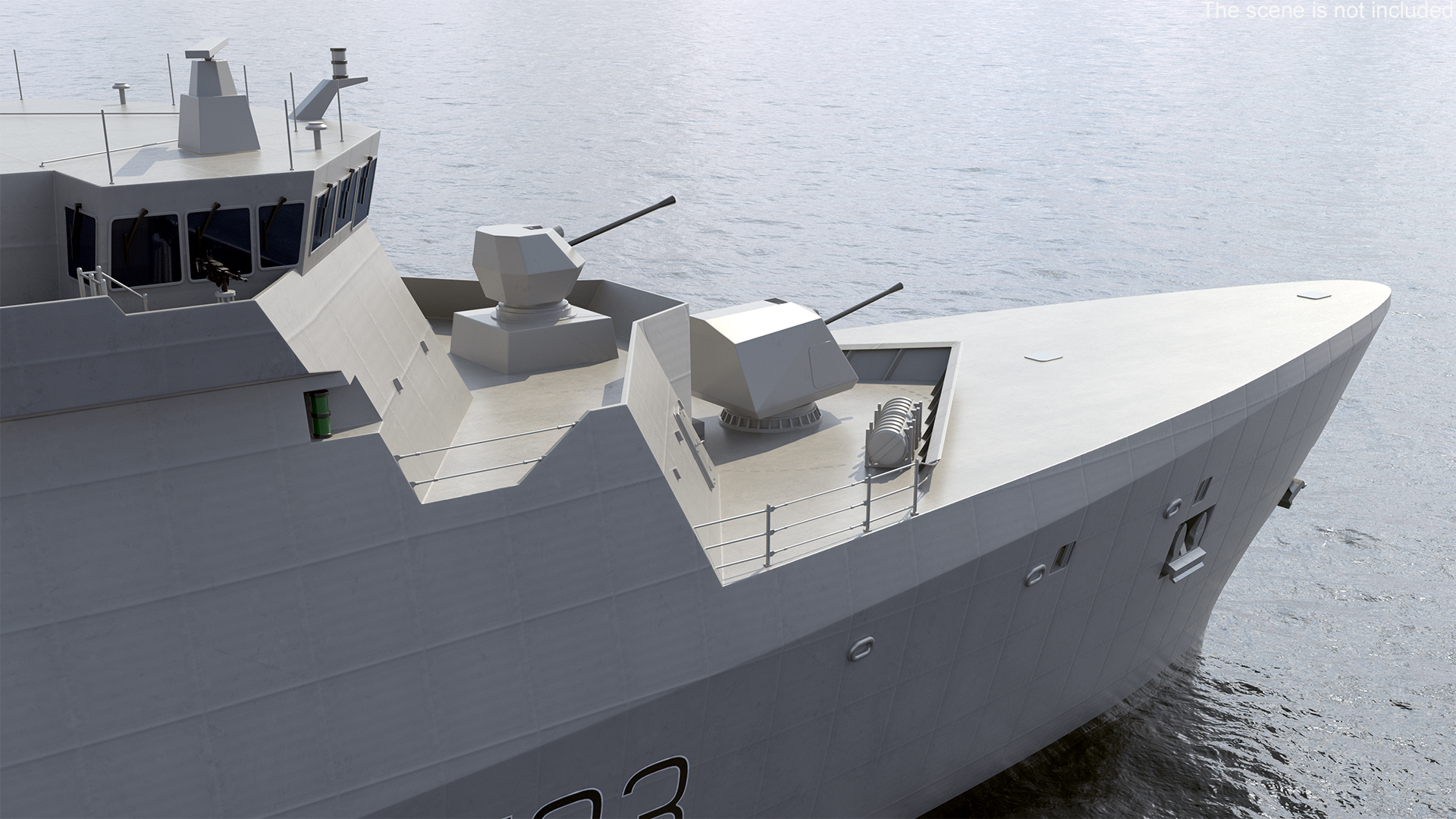 3D model Frigate Type 31 with Military Helicopter