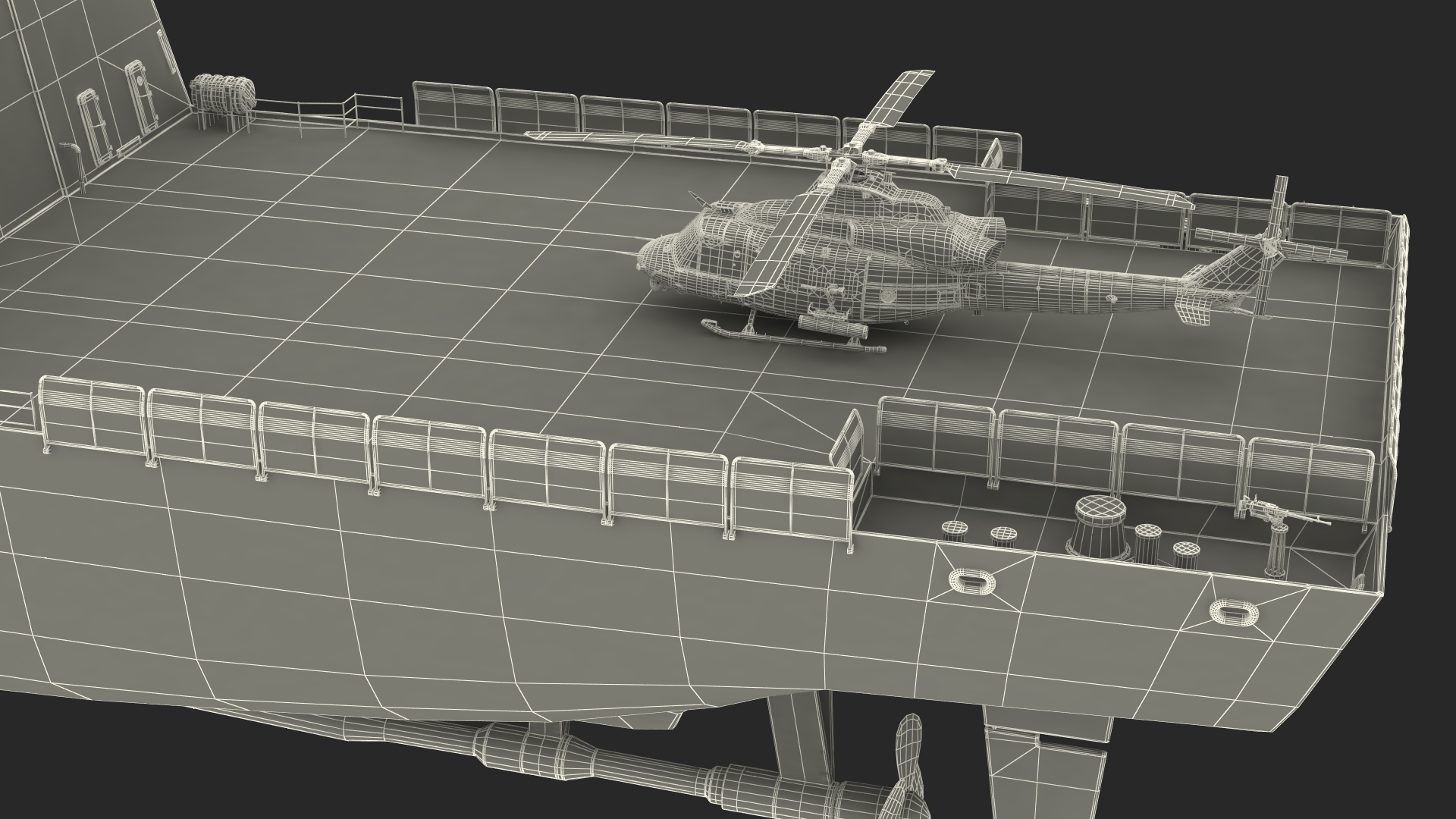 3D model Frigate Type 31 with Military Helicopter