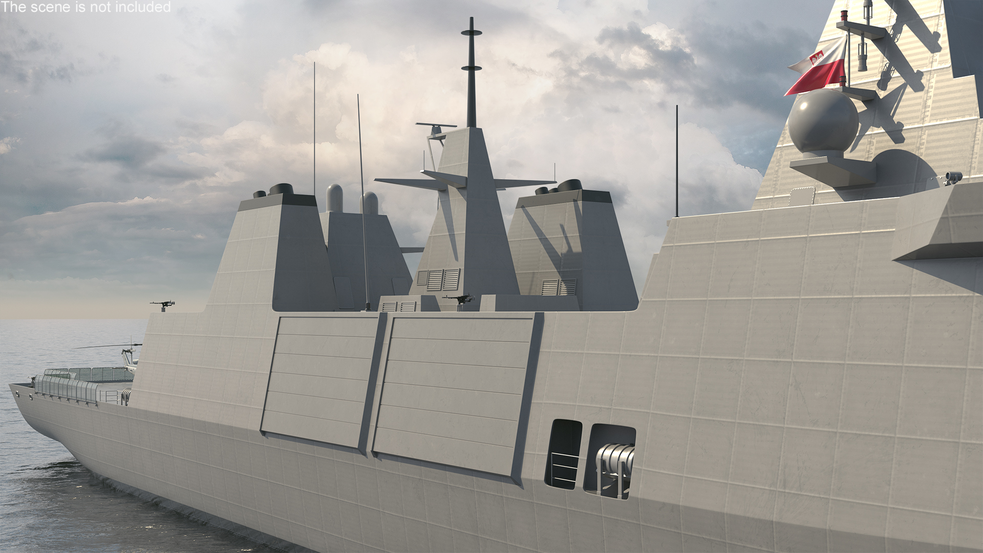 3D model Frigate Type 31 with Military Helicopter