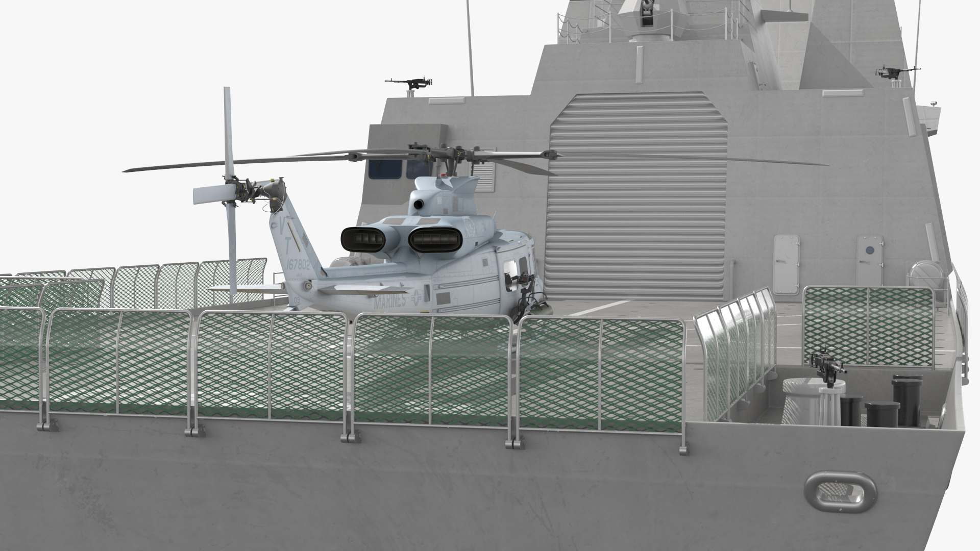 3D model Frigate Type 31 with Military Helicopter