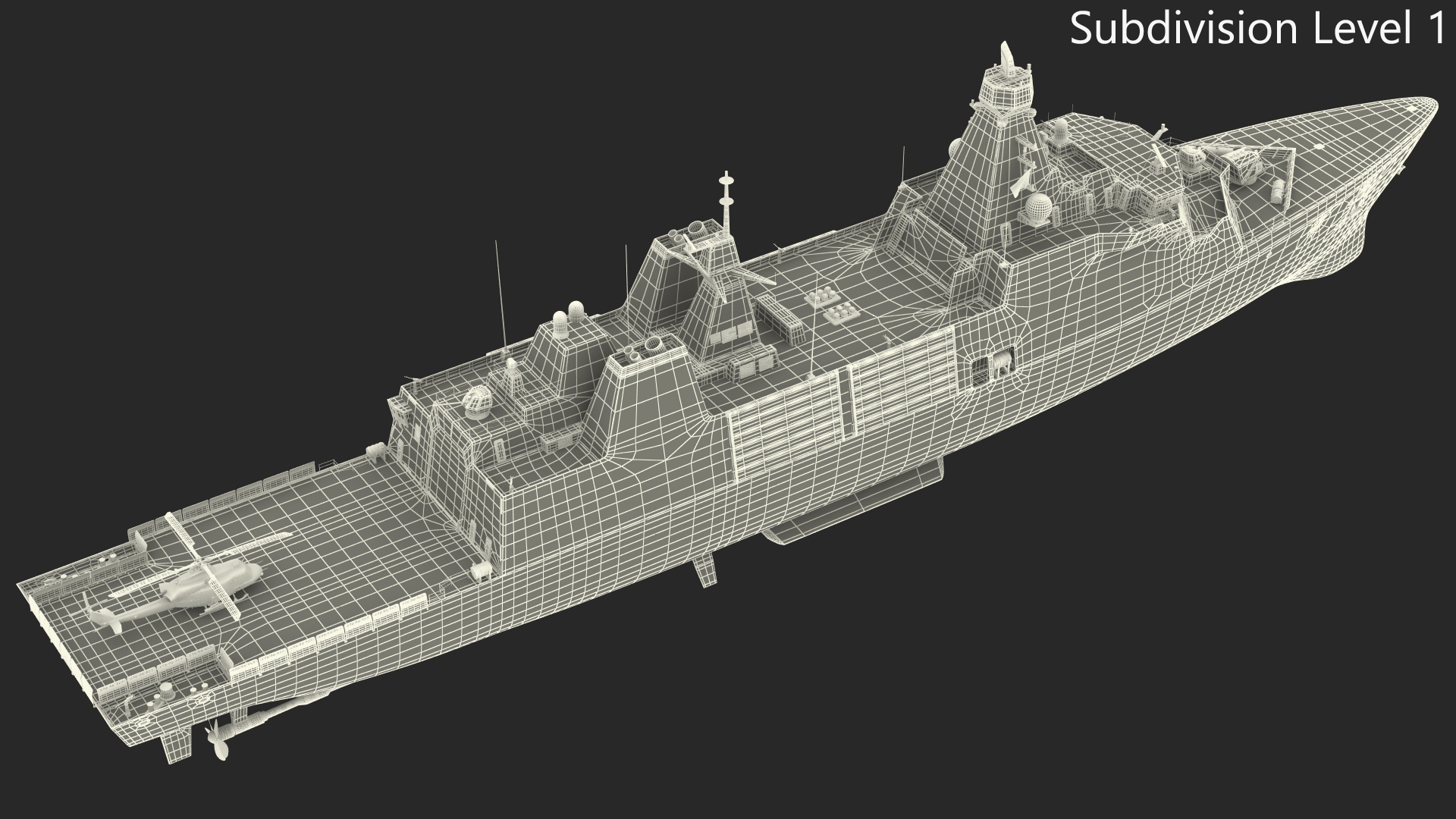 3D model Frigate Type 31 with Military Helicopter