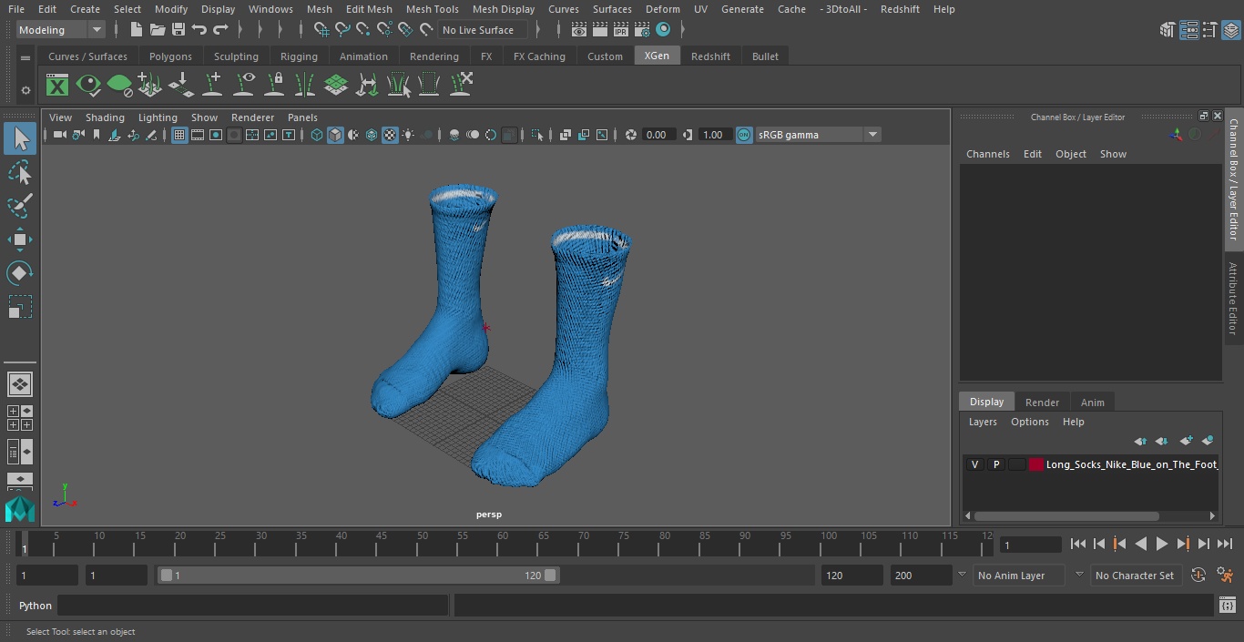 3D Long Socks Nike Blue on The Foot Standing