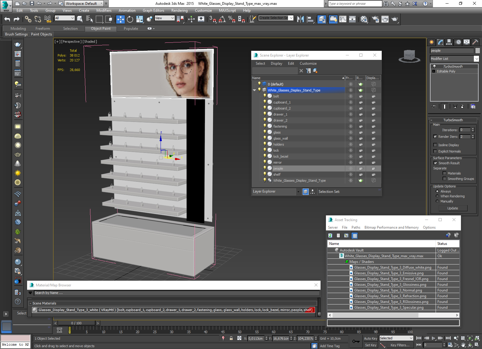 White Glasses Display Stand Type 3D