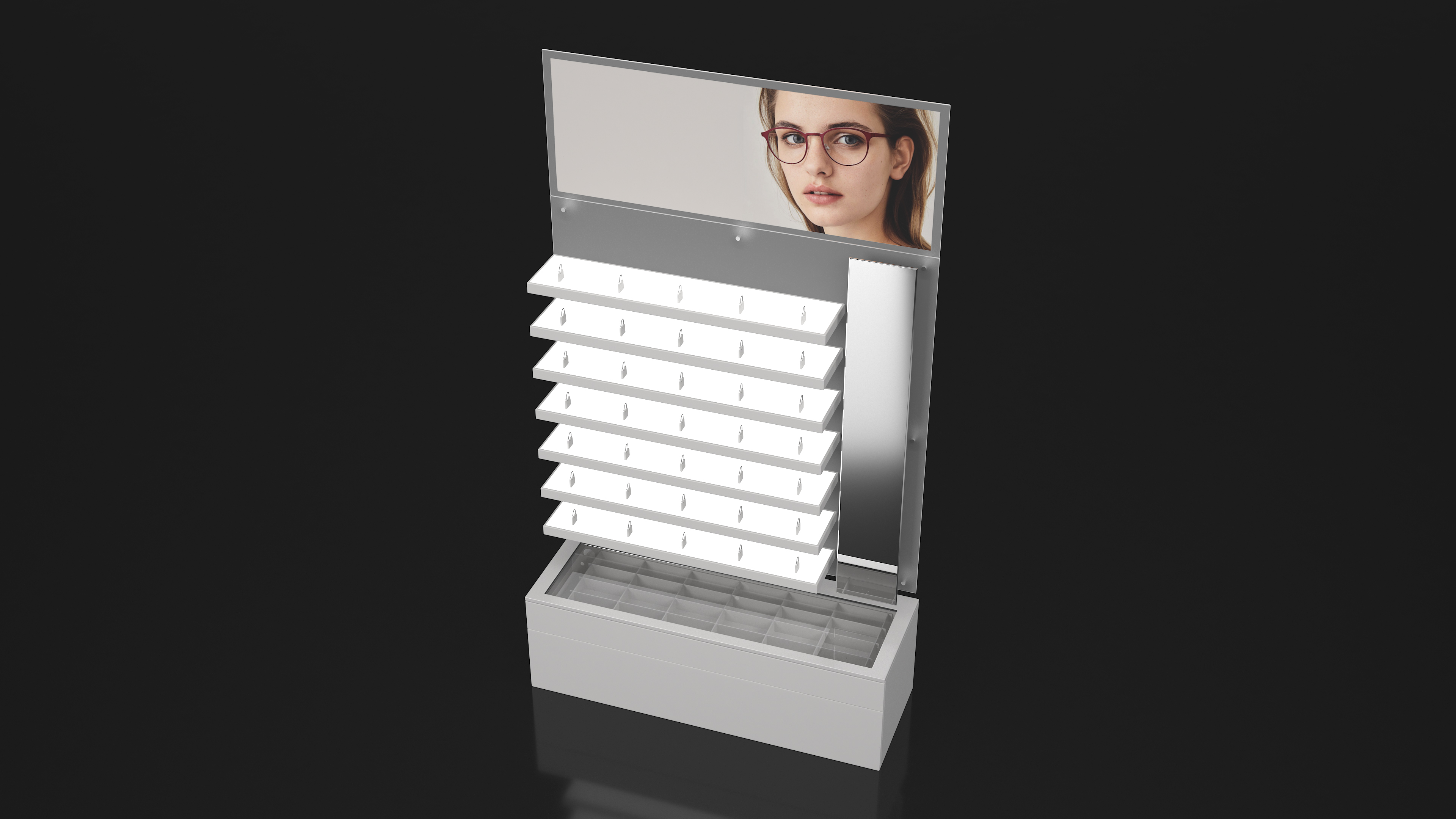 White Glasses Display Stand Type 3D
