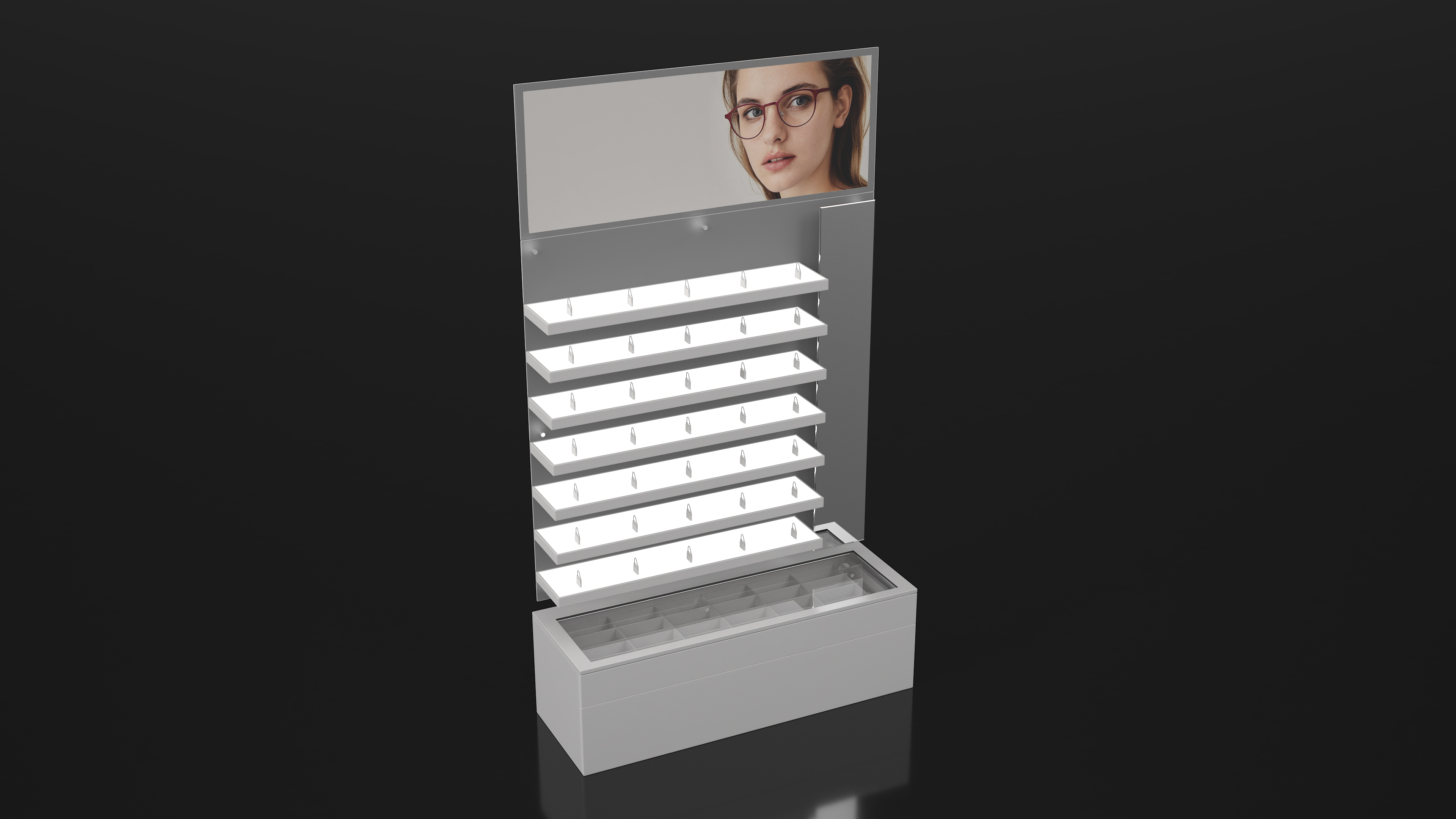 White Glasses Display Stand Type 3D