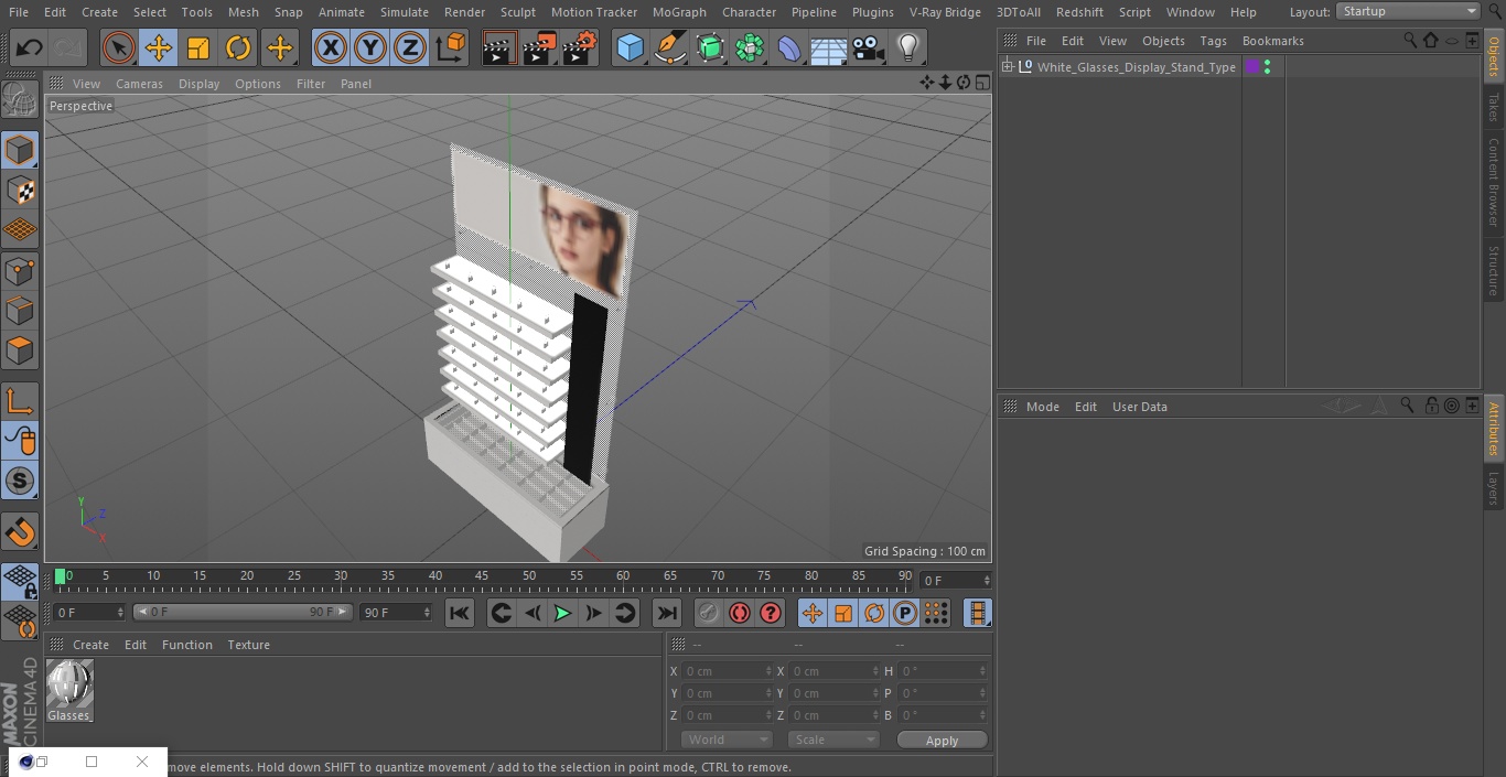White Glasses Display Stand Type 3D