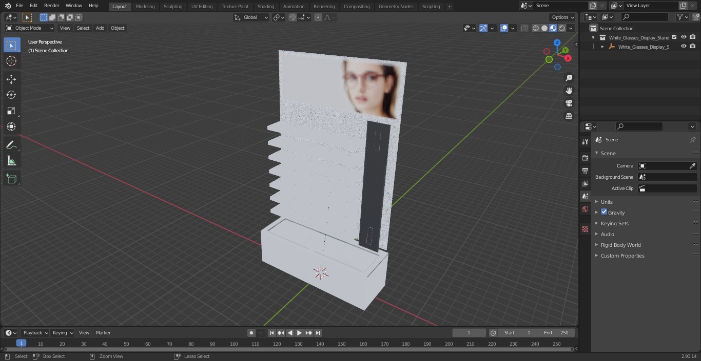 White Glasses Display Stand Type 3D
