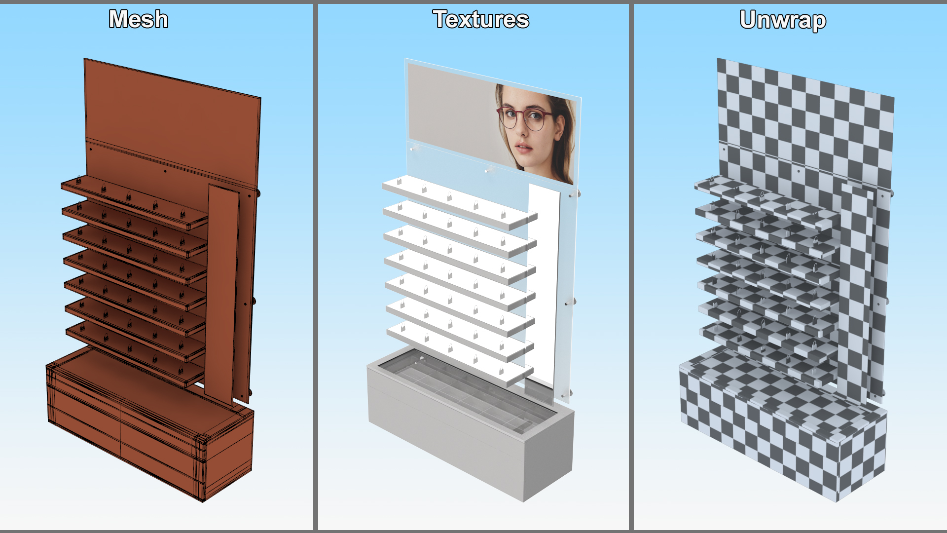 White Glasses Display Stand Type 3D