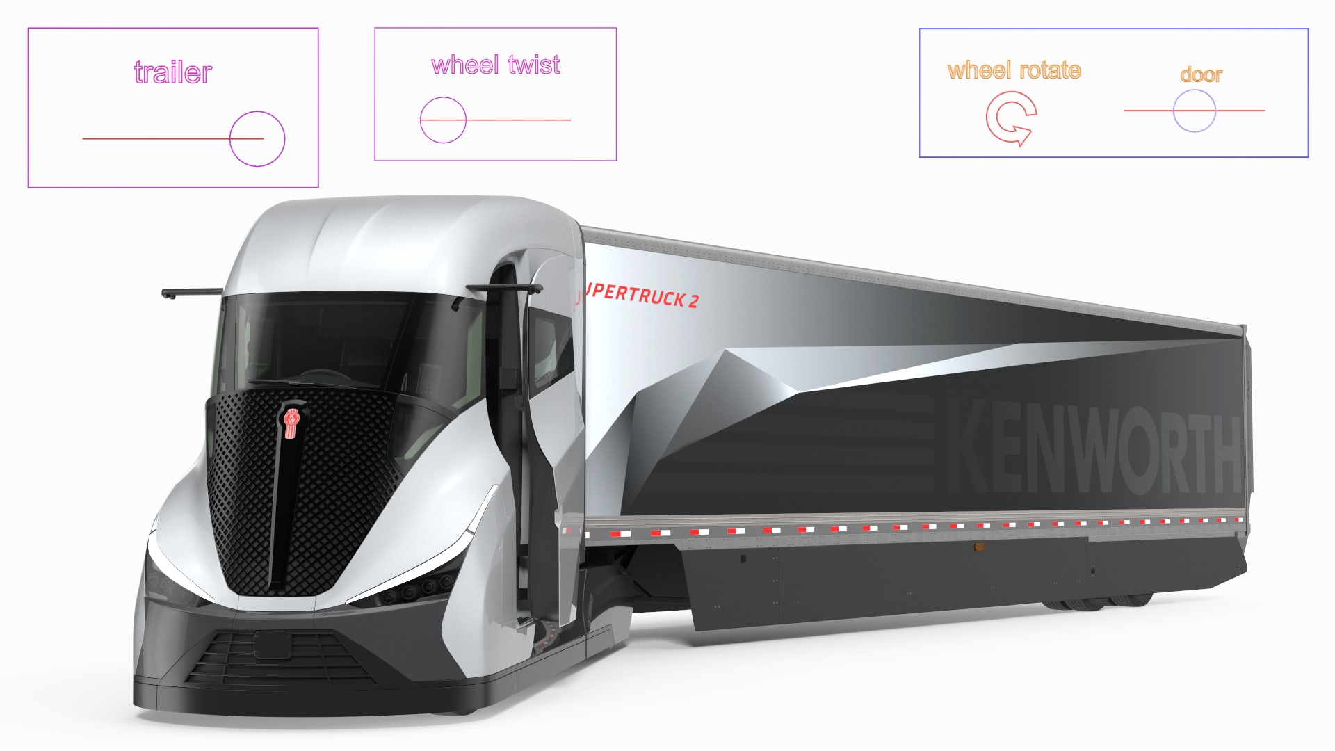 3D Kenworth SuperTruck 2 Rigged model