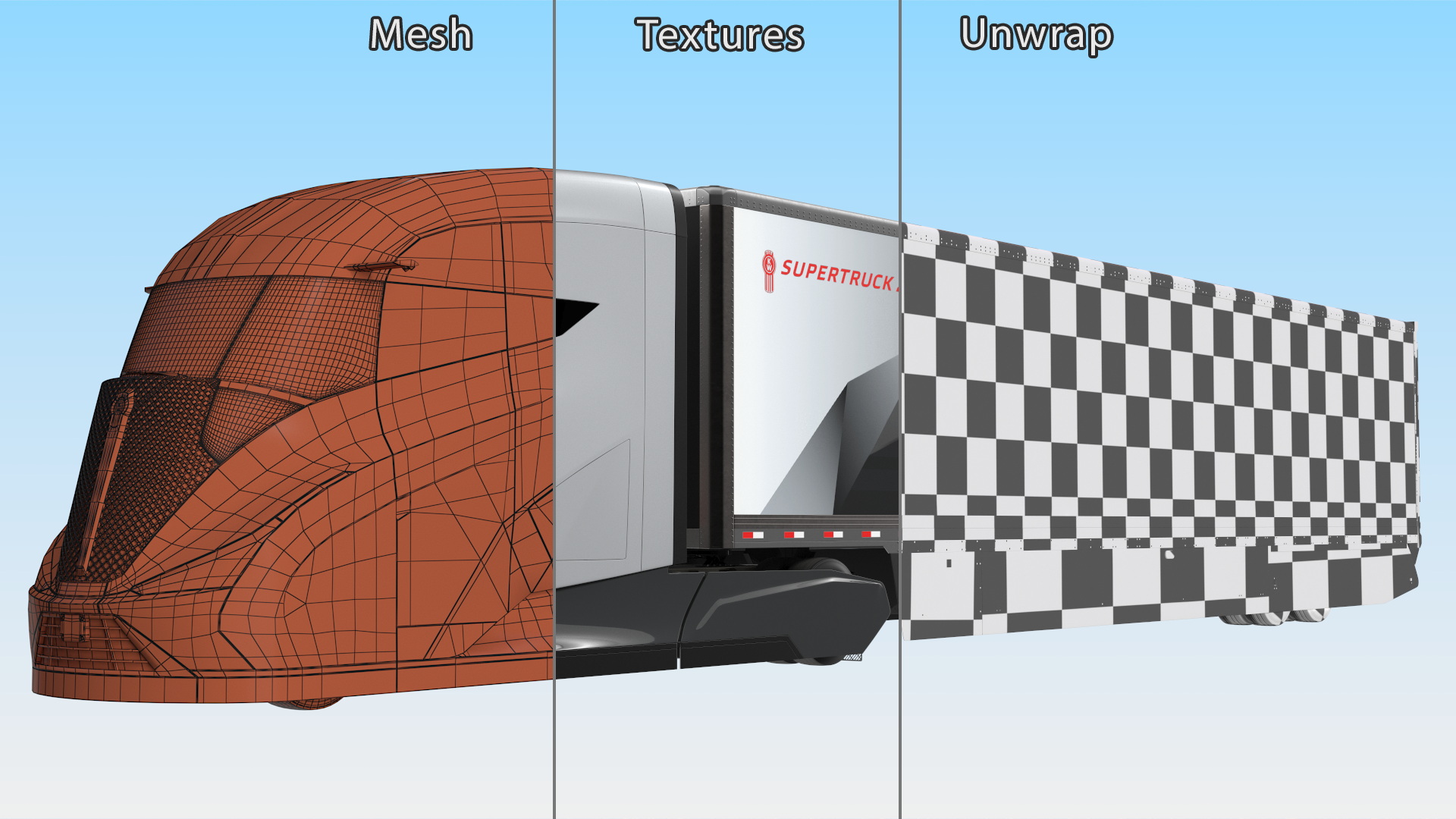 3D Kenworth SuperTruck 2 Rigged model