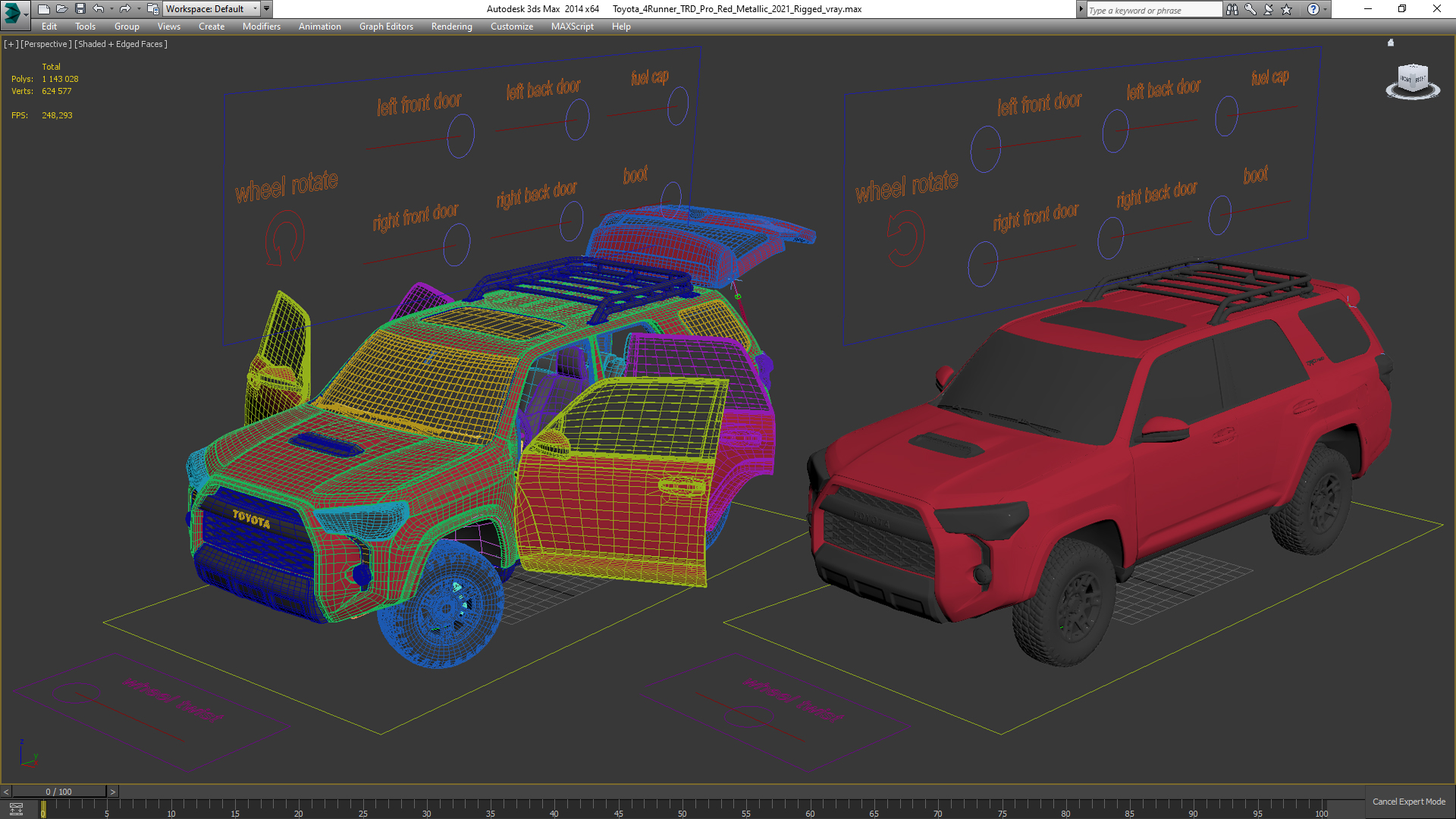 Toyota 4Runner TRD Pro Red Metallic 2021 Rigged 3D
