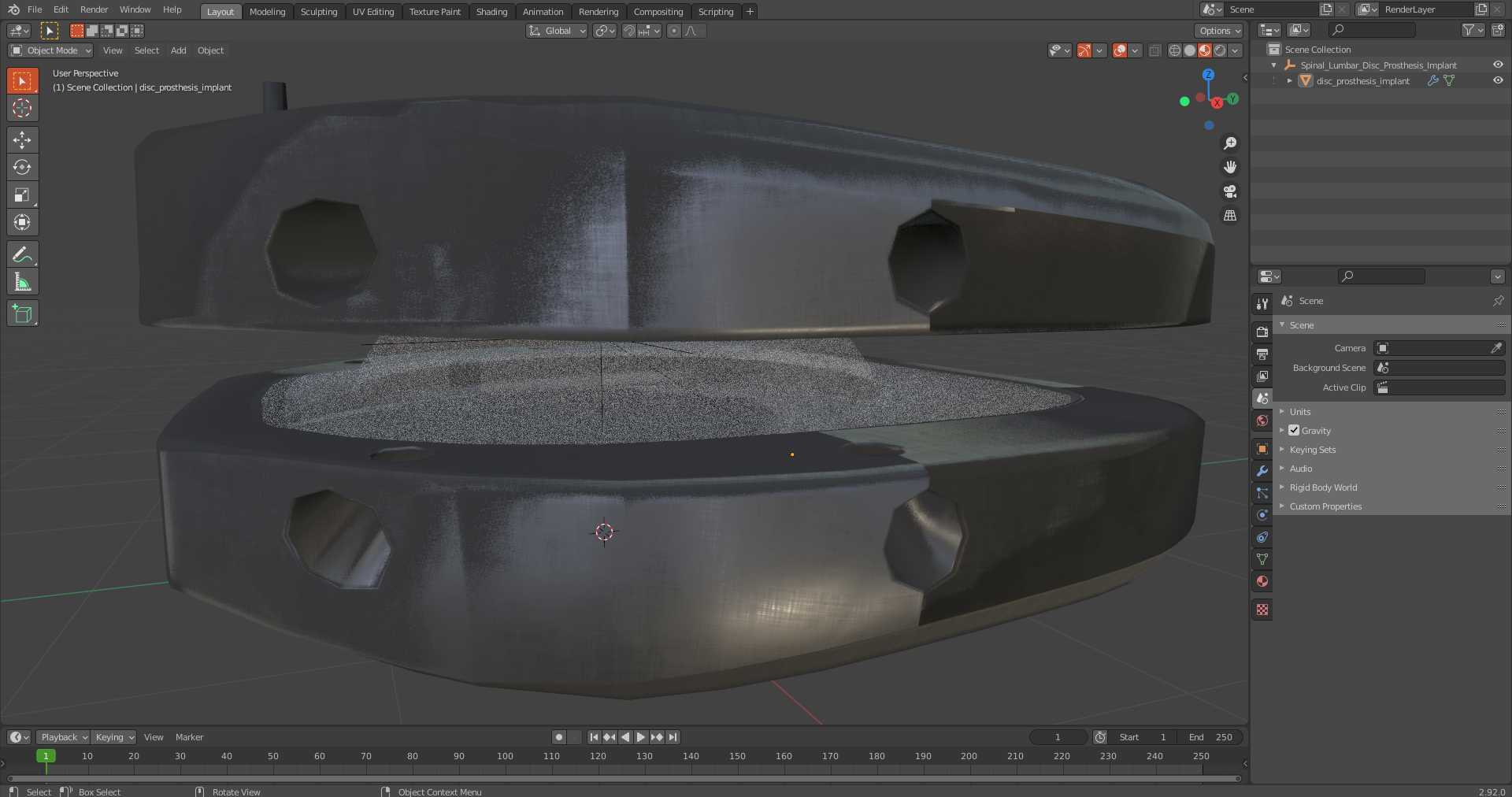 Spinal Lumbar Disc Prosthesis Implant 3D