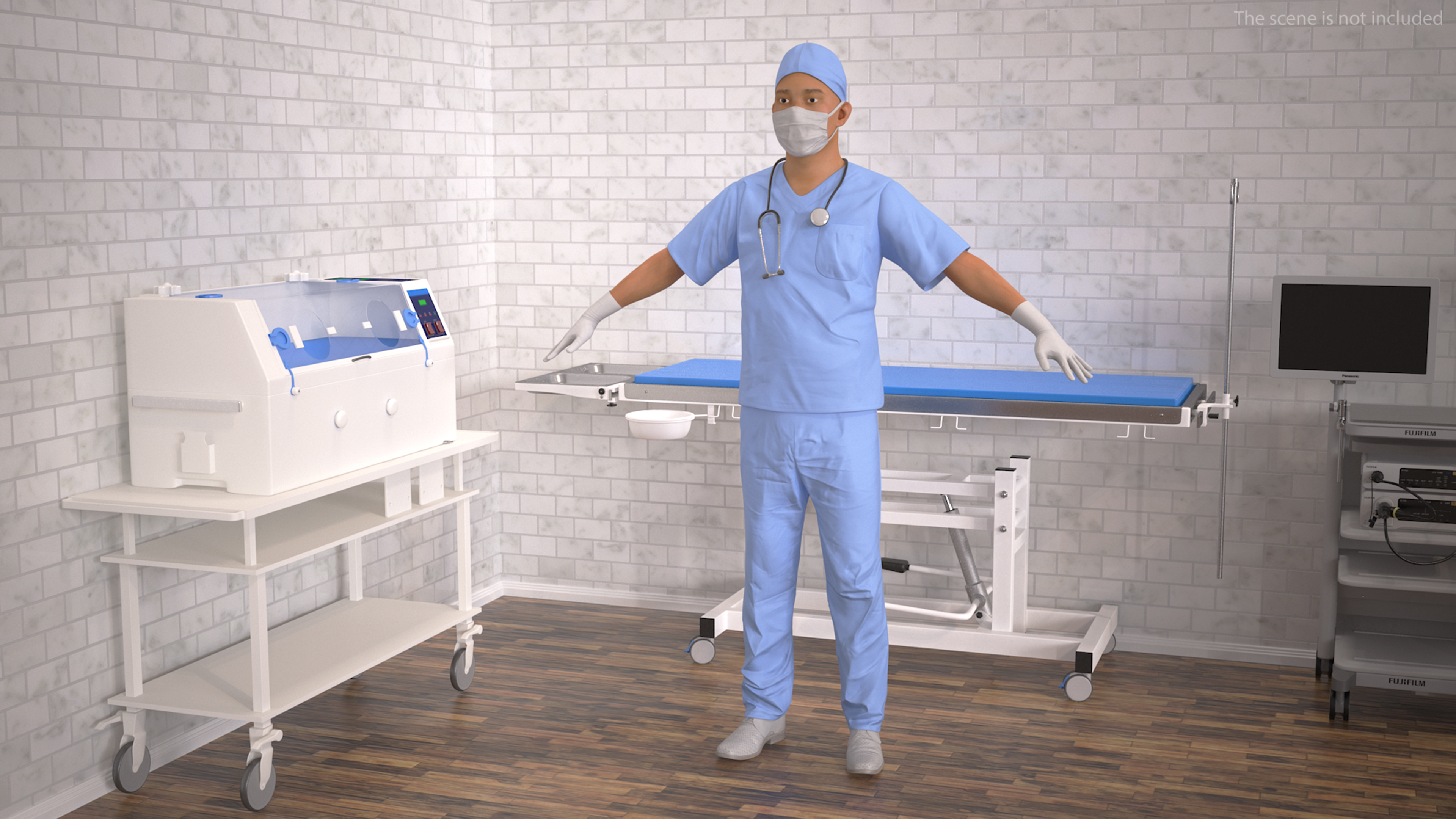 Asian Male Surgeon in Mask Rigged for Cinema 4D 3D