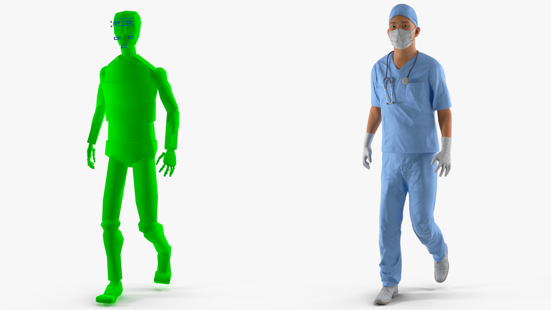 Asian Male Surgeon in Mask Rigged for Cinema 4D 3D