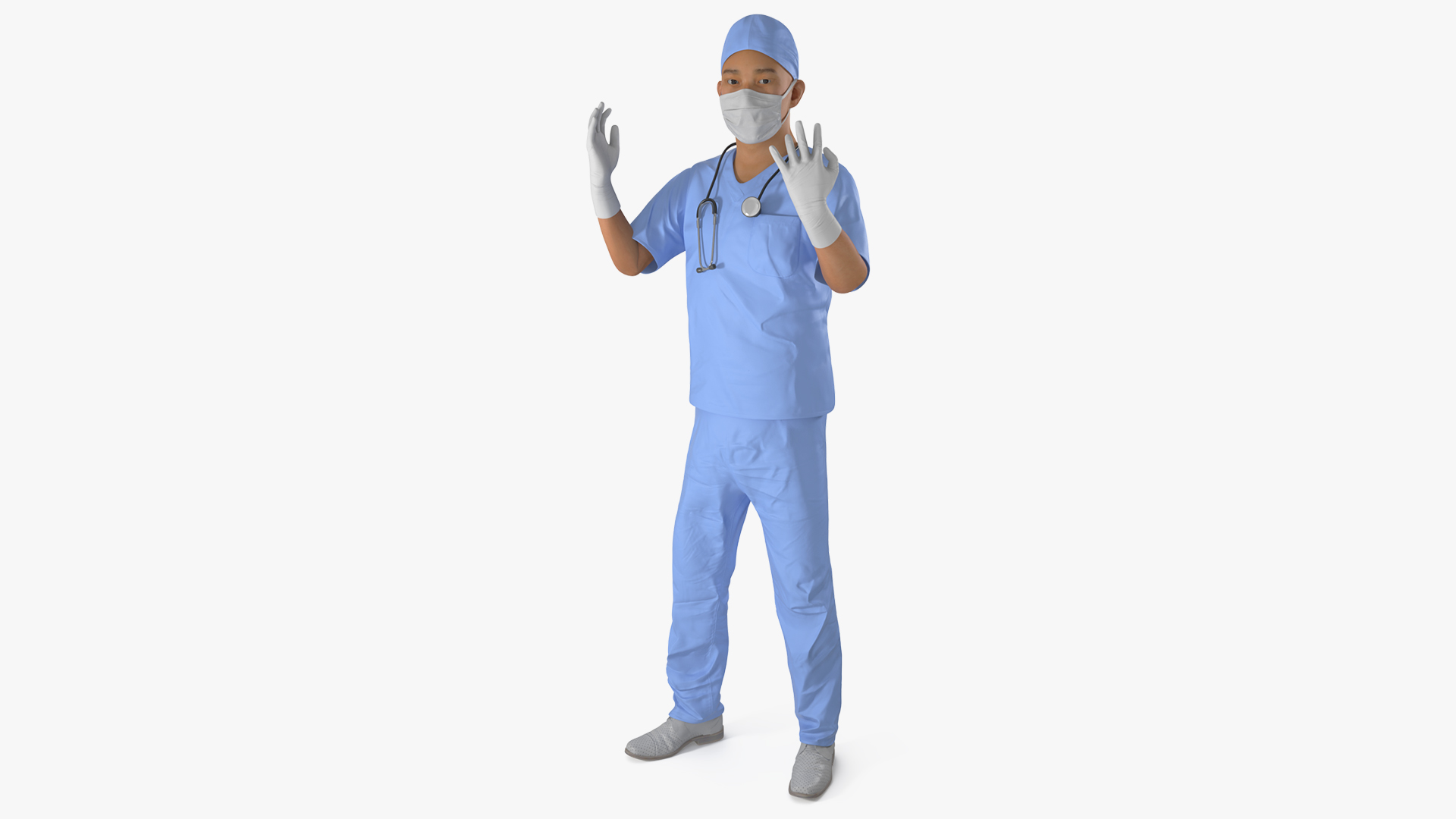 Asian Male Surgeon in Mask Rigged for Cinema 4D 3D