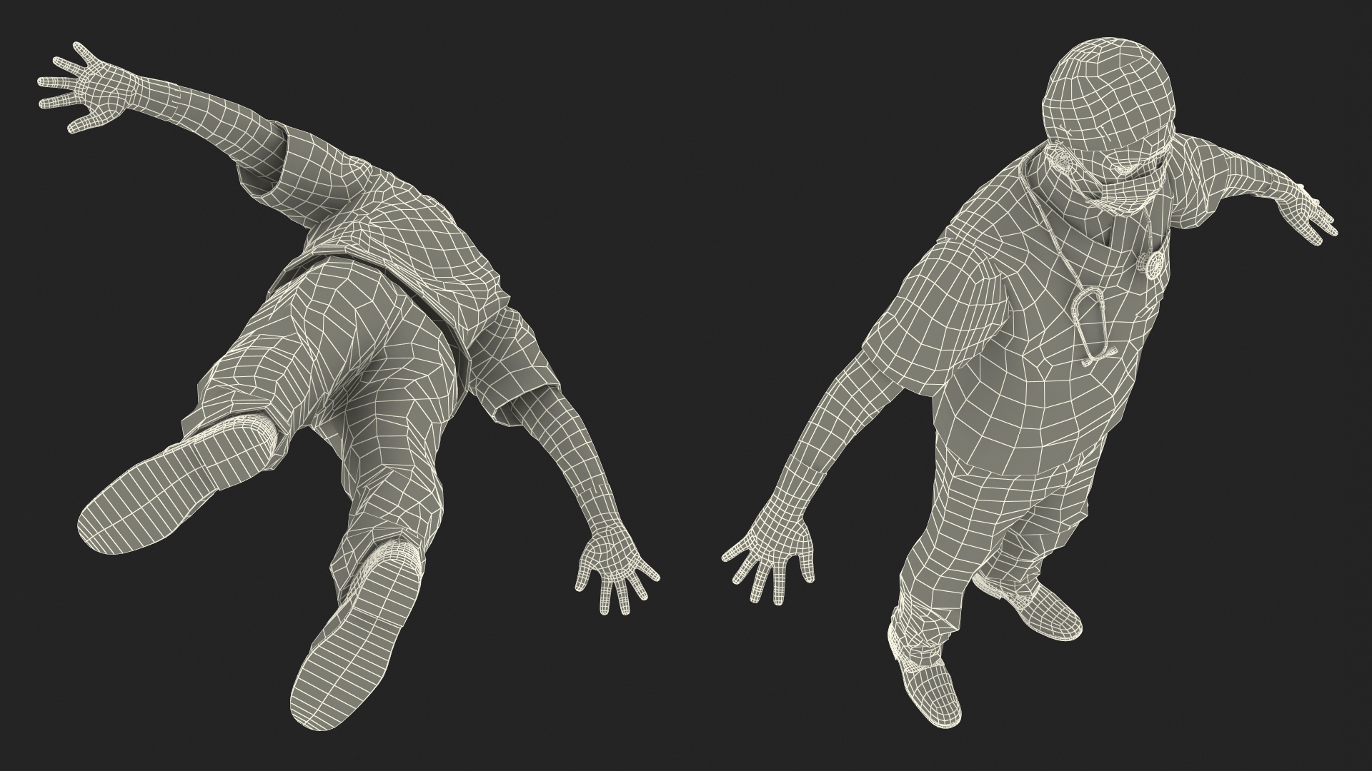 Asian Male Surgeon in Mask Rigged for Cinema 4D 3D