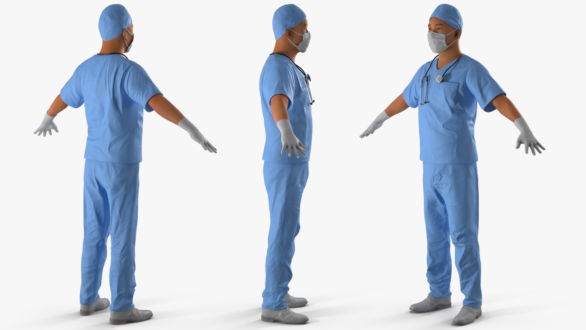 Asian Male Surgeon in Mask Rigged for Cinema 4D 3D