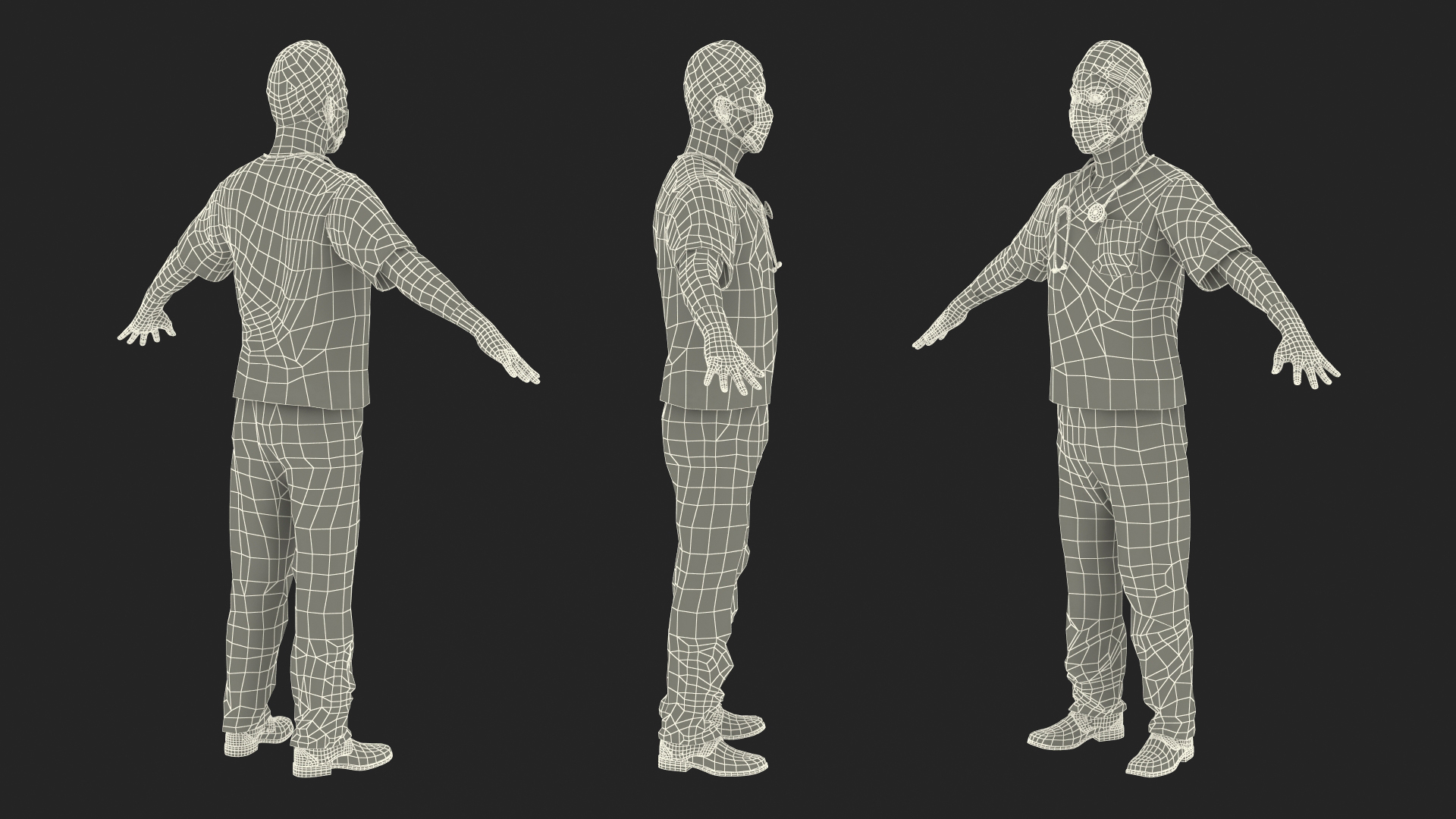 Asian Male Surgeon in Mask Rigged for Cinema 4D 3D