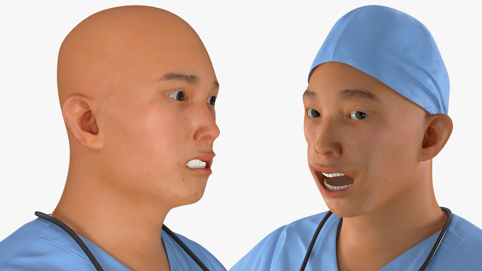 Asian Male Surgeon in Mask Rigged for Cinema 4D 3D