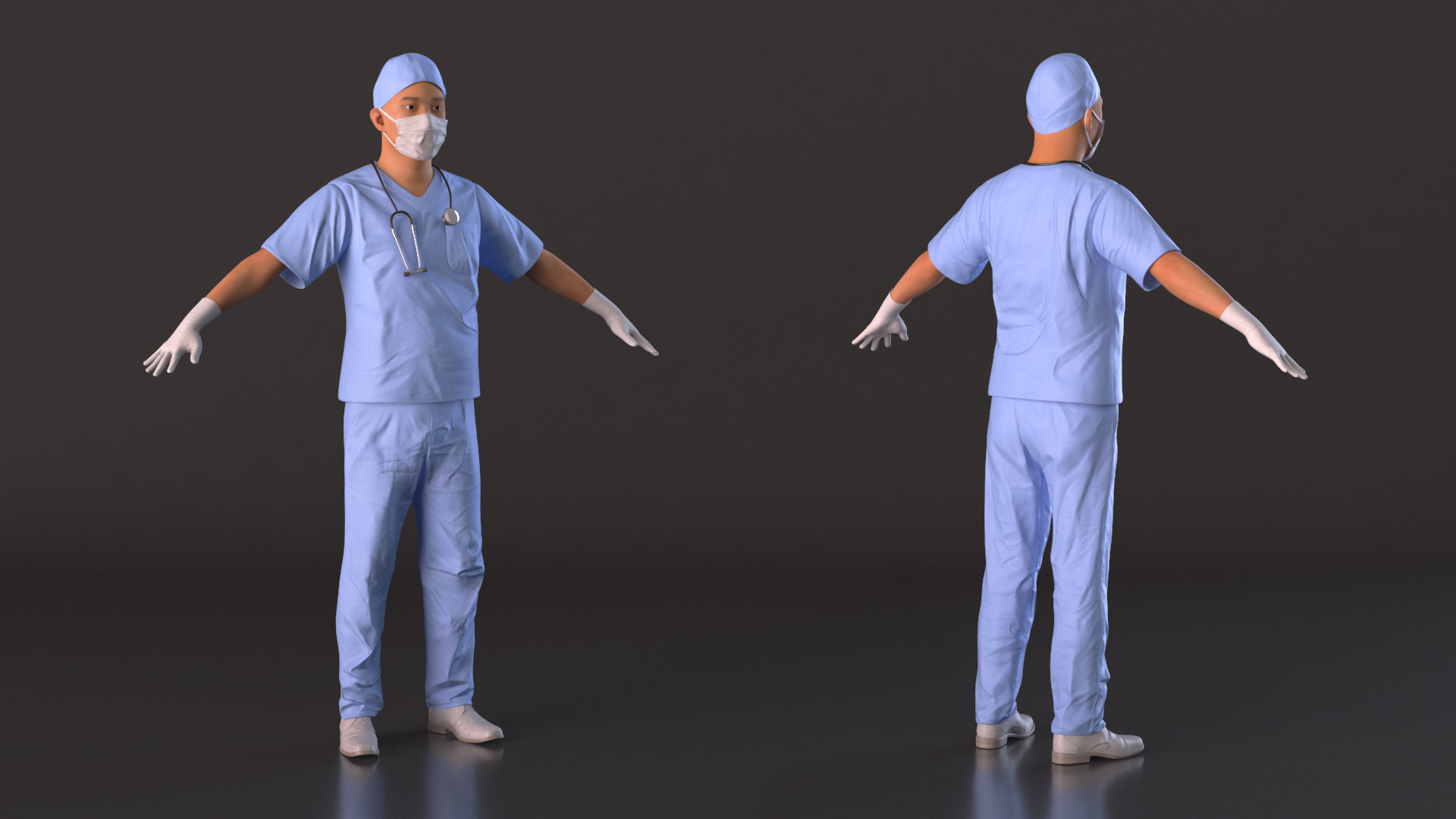 Asian Male Surgeon in Mask Rigged for Cinema 4D 3D