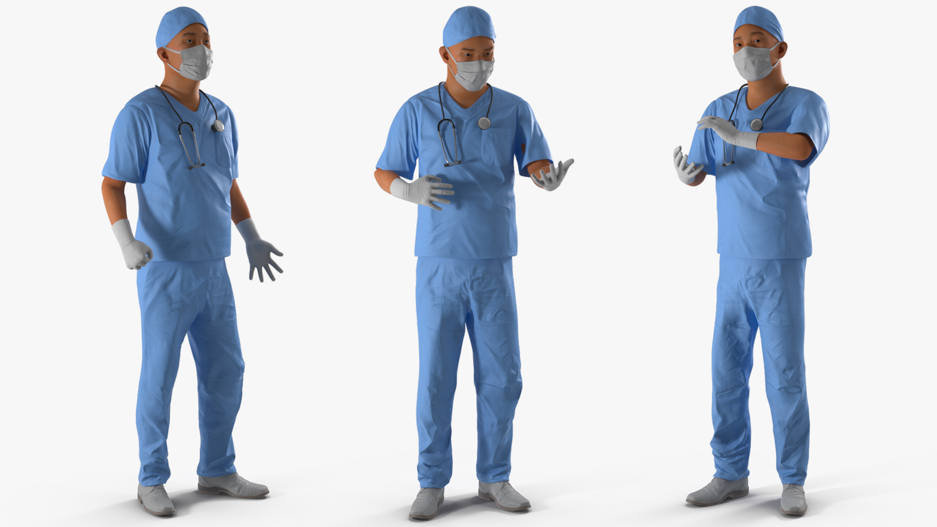 Asian Male Surgeon in Mask Rigged for Cinema 4D 3D