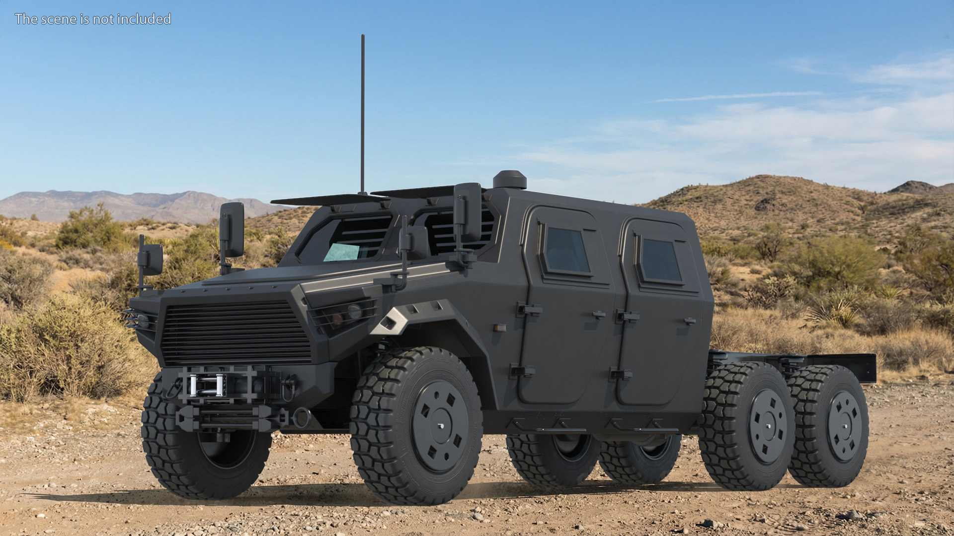 Military Off Road Chassis Truck Black Simplified - view 2