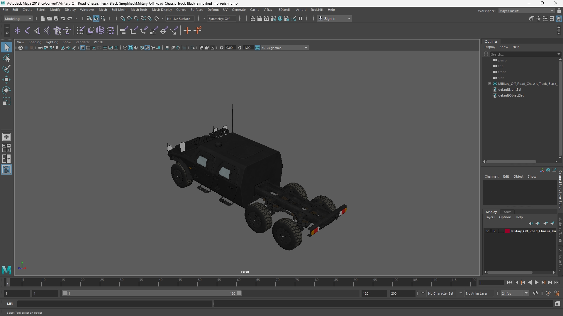 Military Off Road Chassis Truck Black Simplified - view 11
