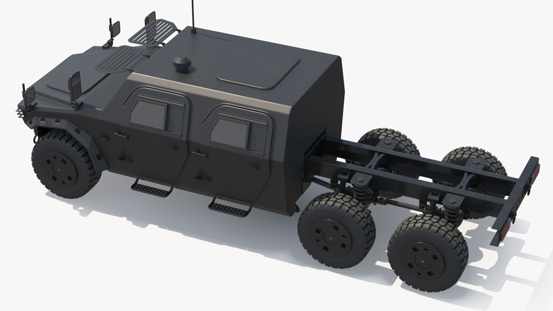 Military Off Road Chassis Truck Black Simplified - view 7