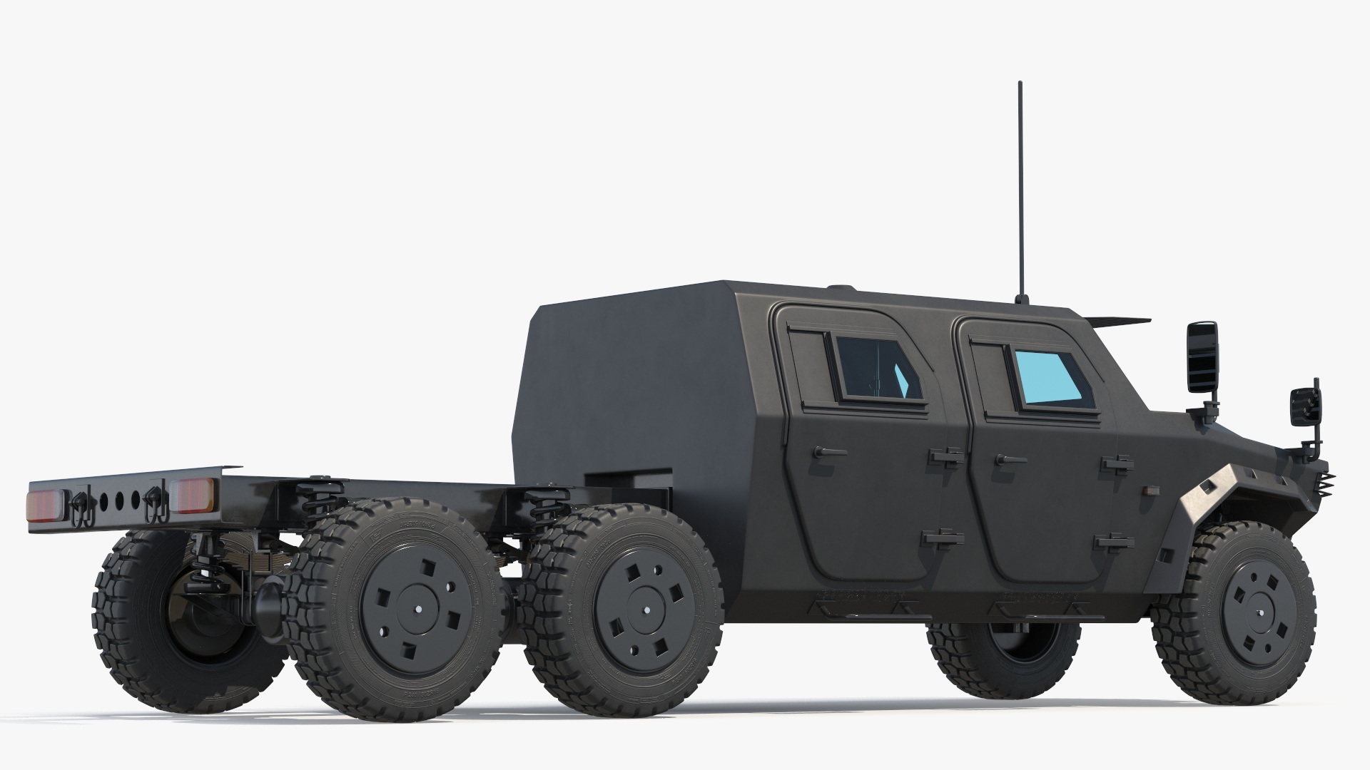 Military Off Road Chassis Truck Black Simplified - view 5