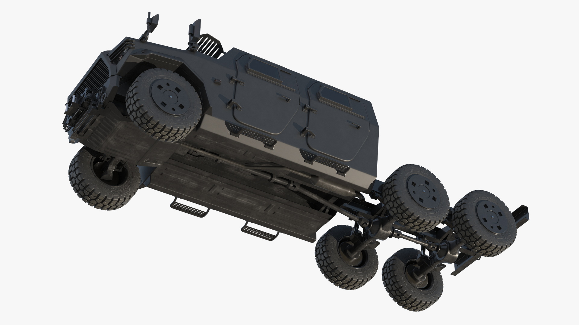 Military Off Road Chassis Truck Black Simplified - view 8
