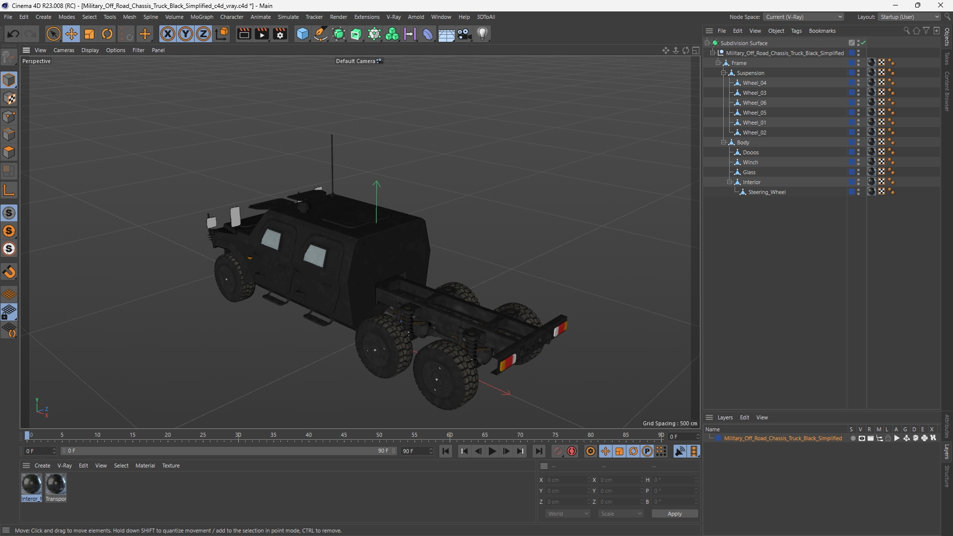 Military Off Road Chassis Truck Black Simplified - view 12