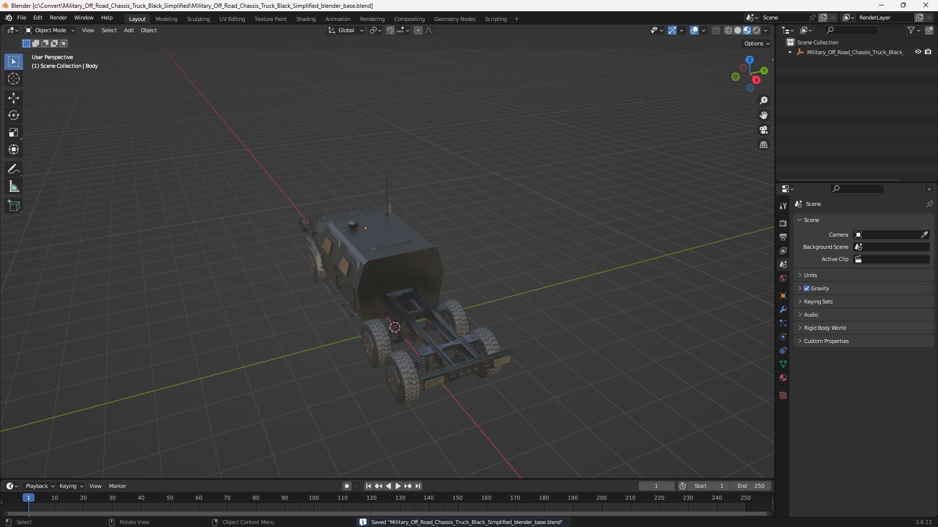 Military Off Road Chassis Truck Black Simplified - view 10