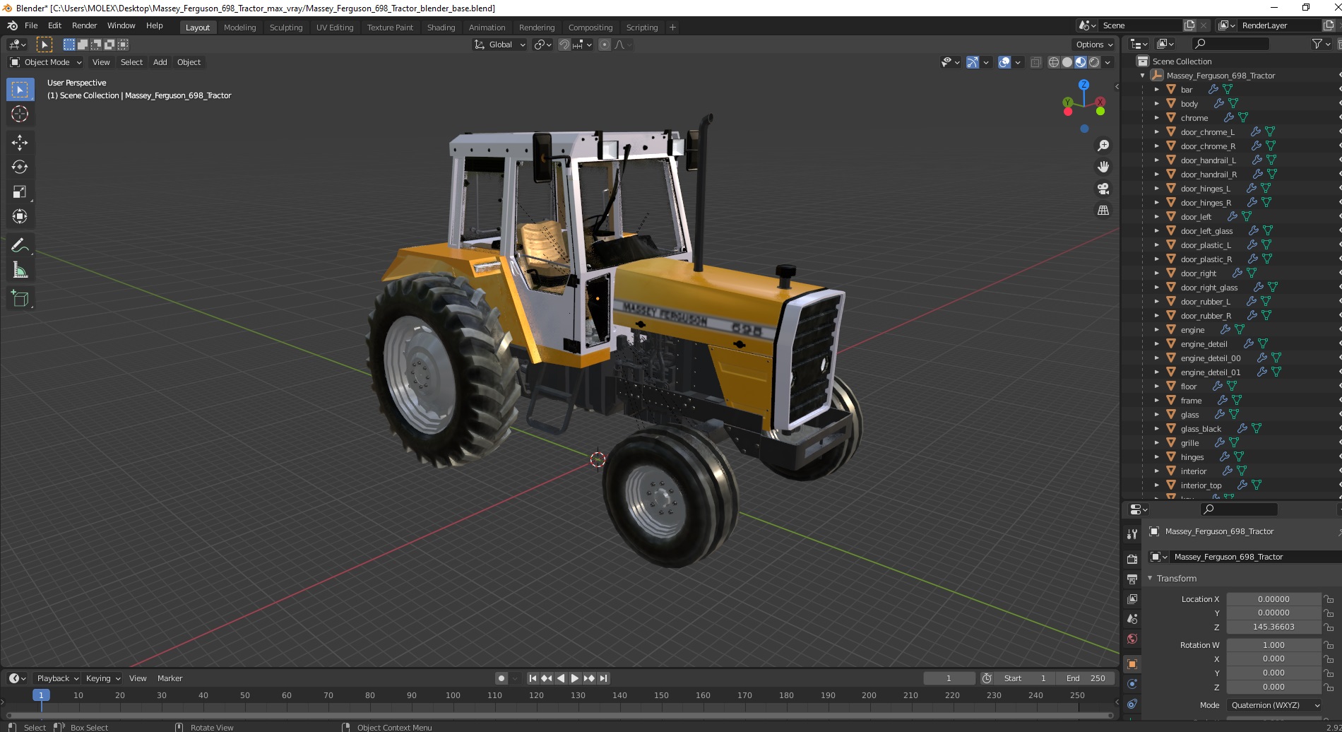 Massey Ferguson 698 Tractor 3D
