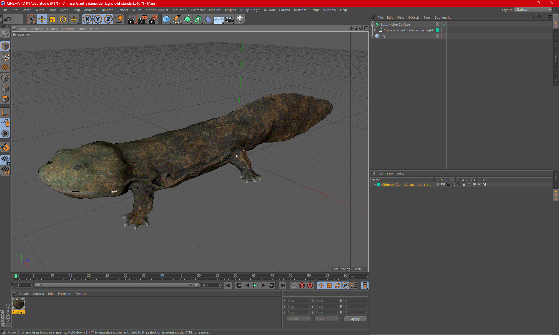 3D model Chinese Giant Salamander Light