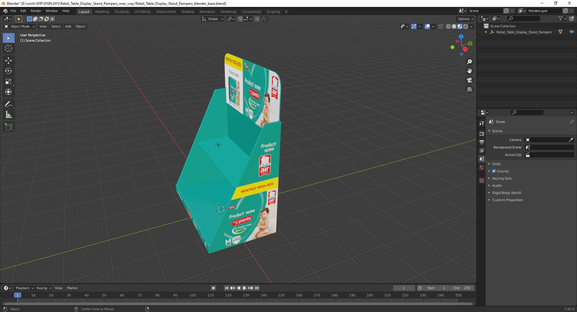 Retail Table Display Stand Pampers 3D model