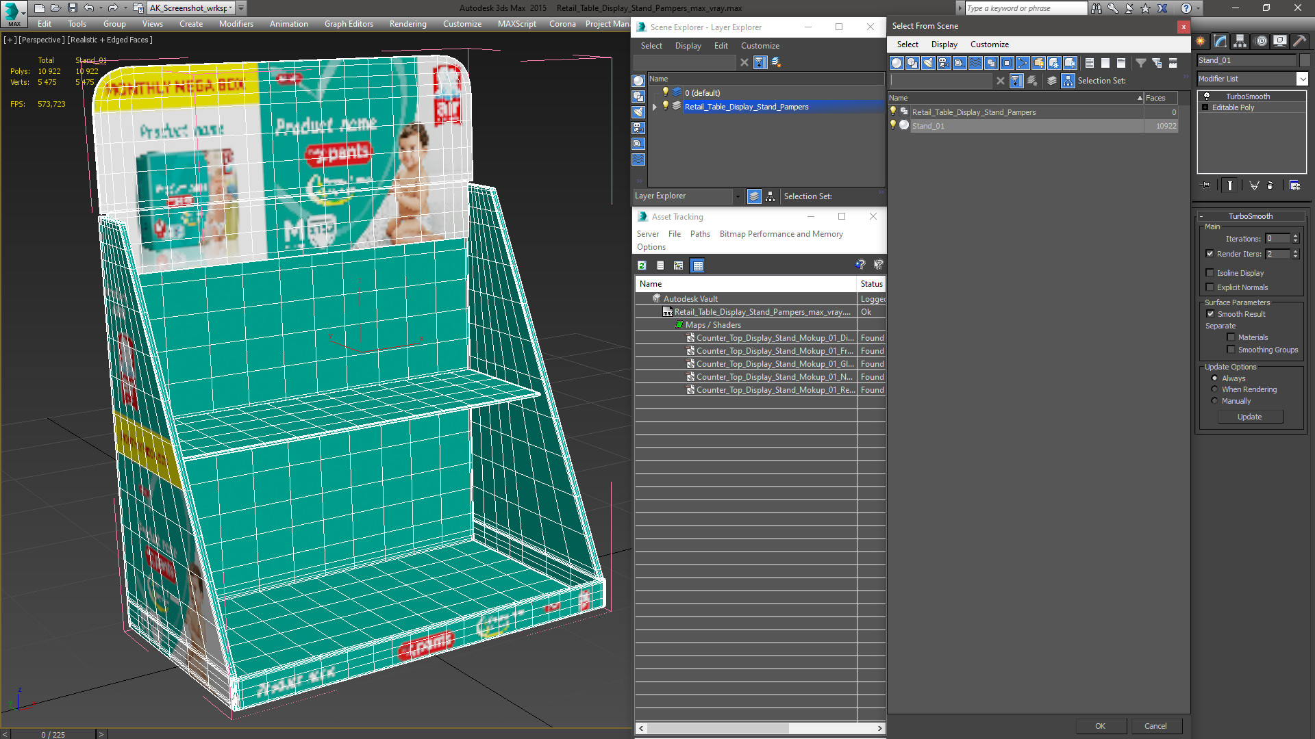 Retail Table Display Stand Pampers 3D model