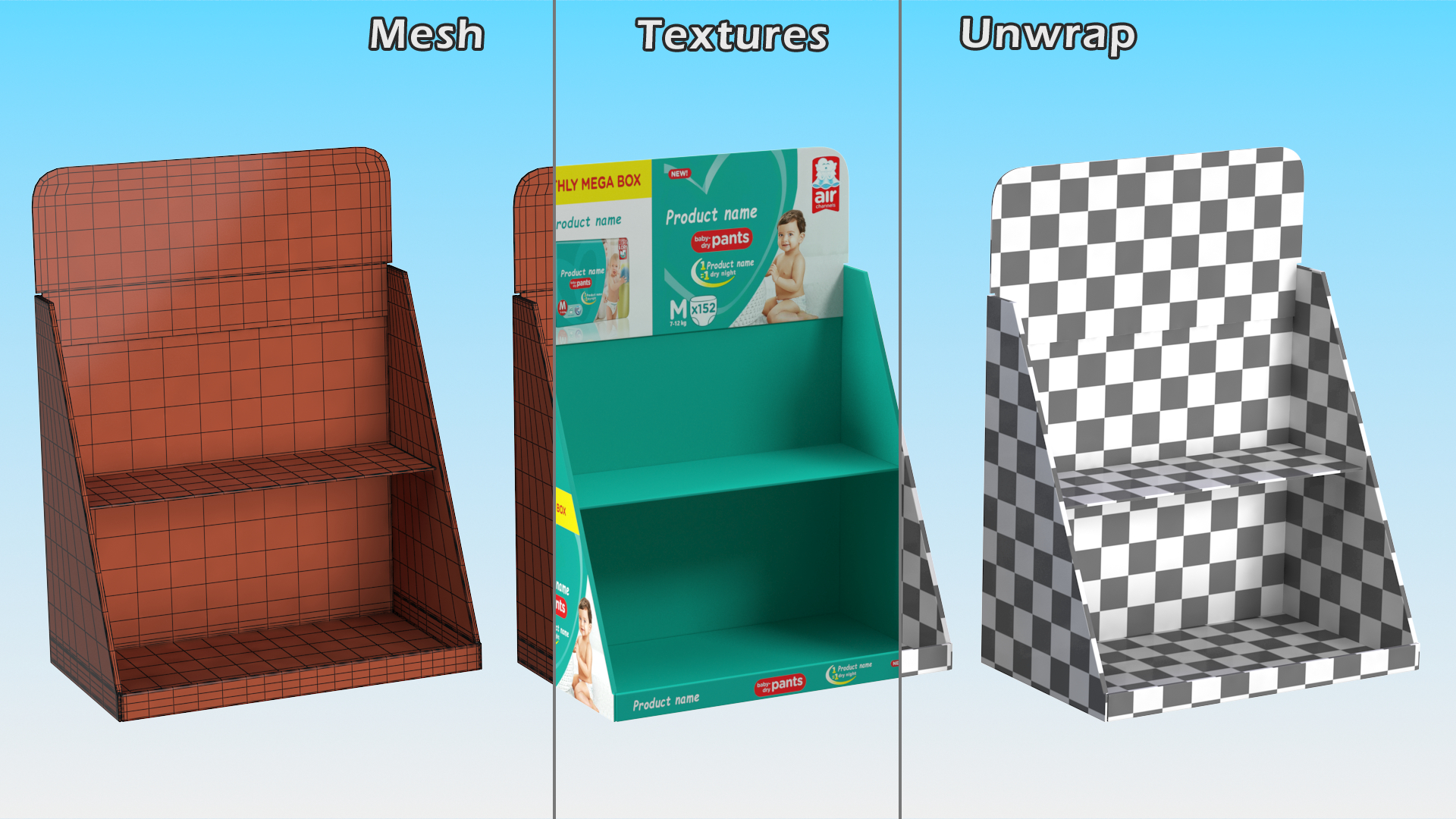 Retail Table Display Stand Pampers 3D model