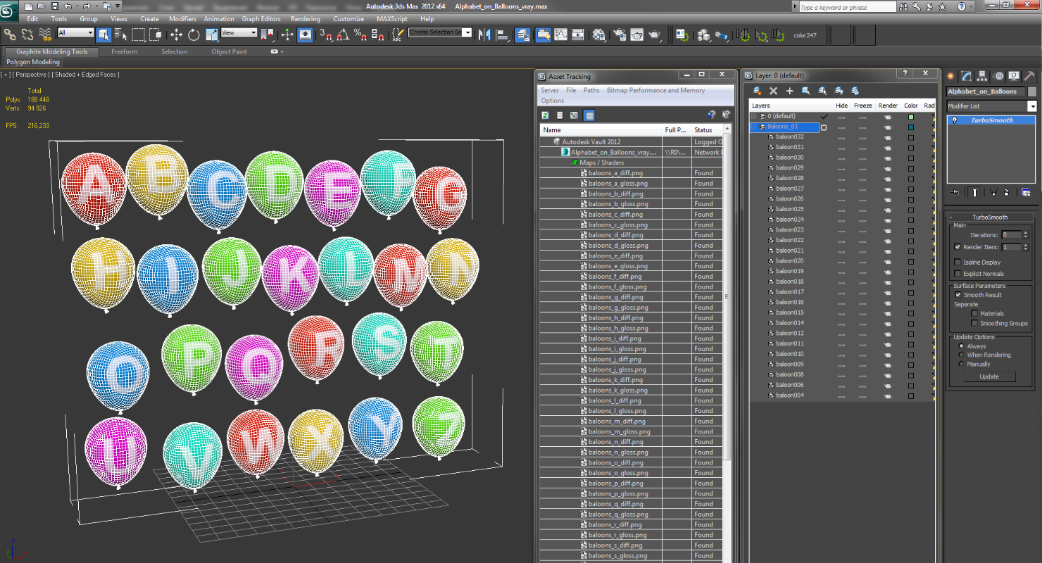 3D model Alphabet on Balloons