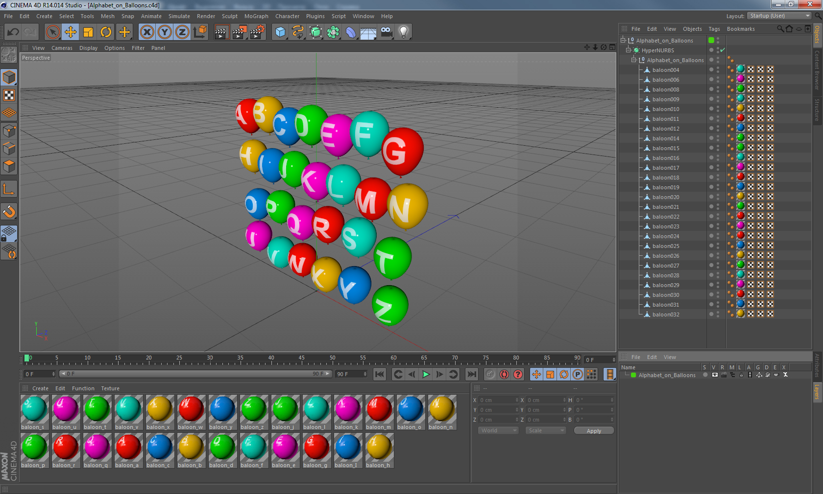 3D model Alphabet on Balloons