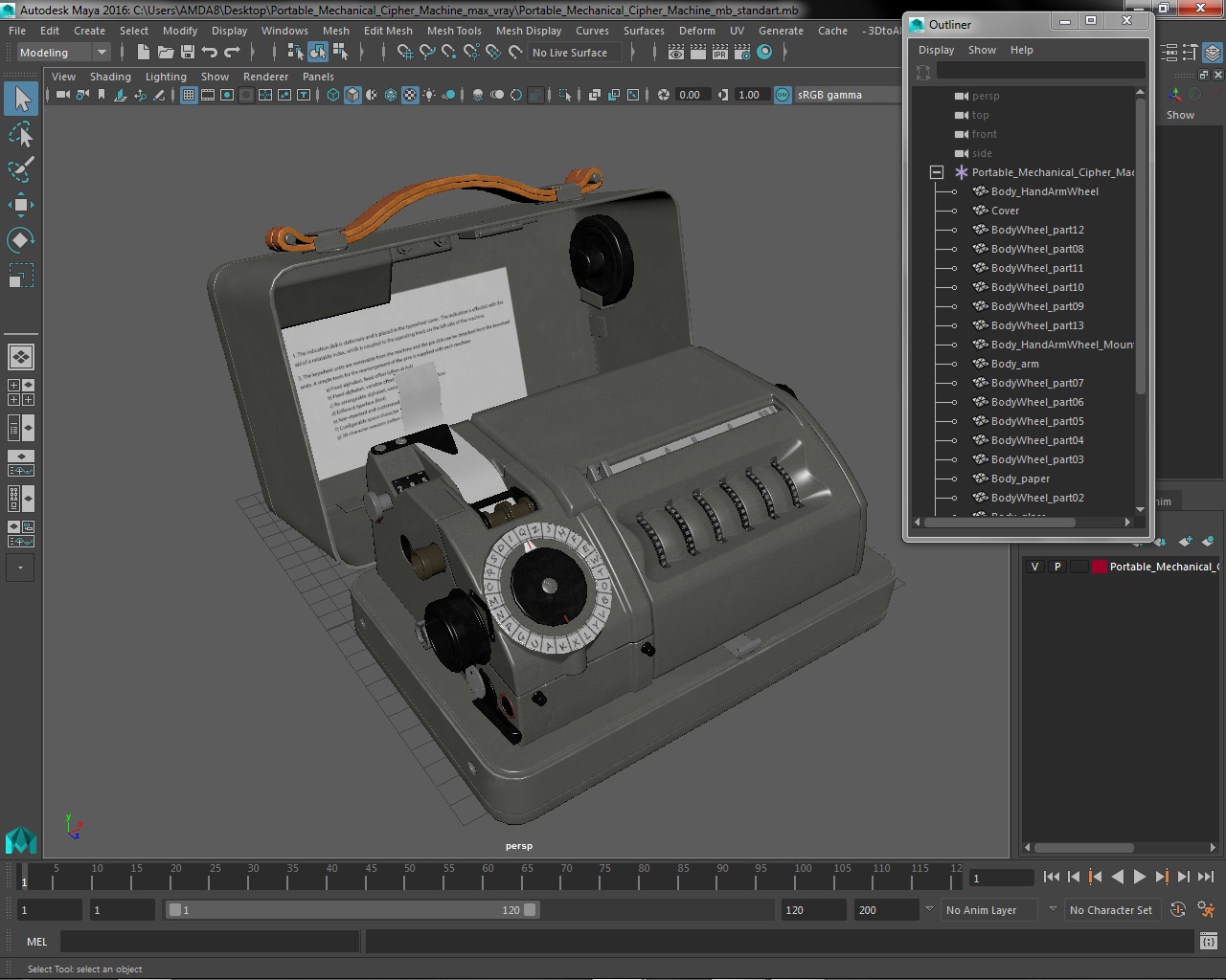 Portable Mechanical Cipher Machine 3D model