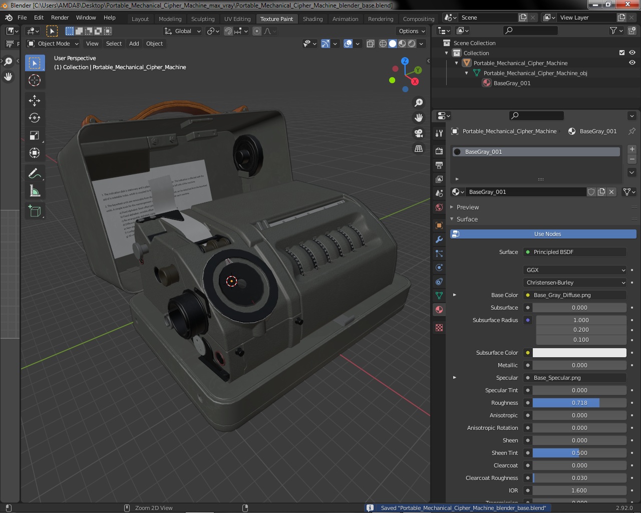 Portable Mechanical Cipher Machine 3D model