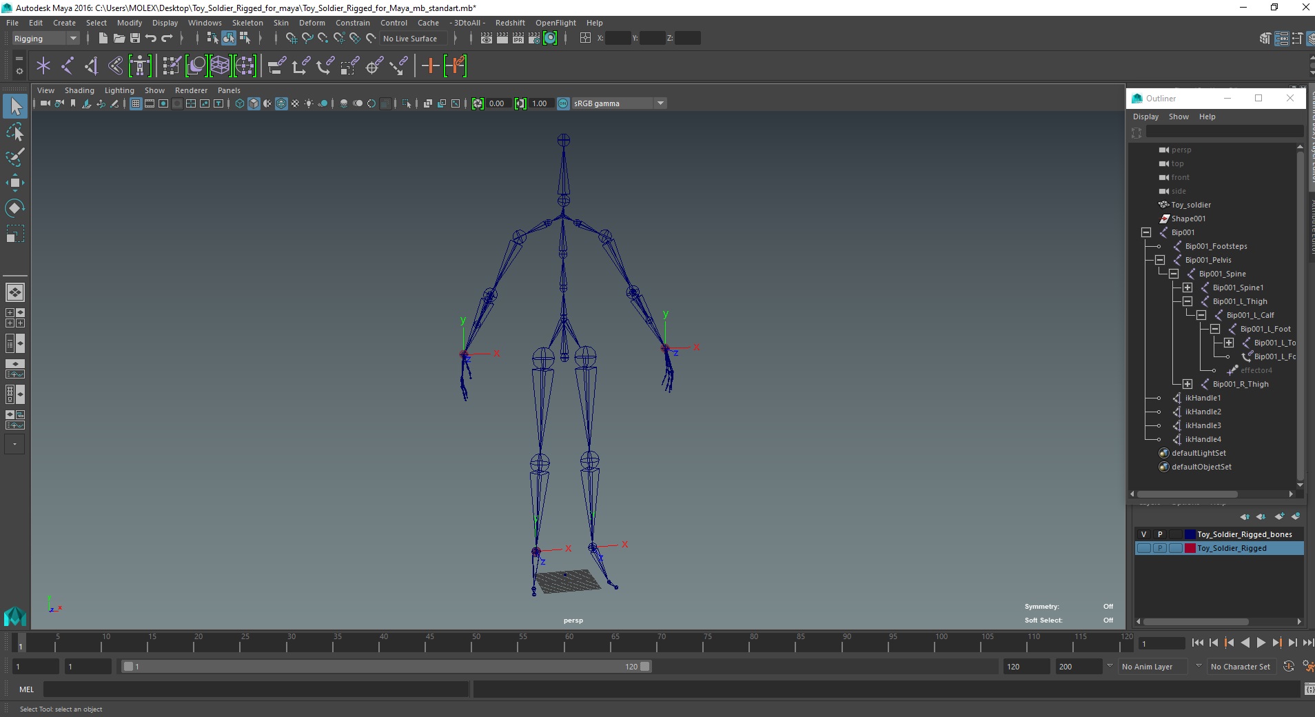 Toy Soldier Rigged for Maya 3D