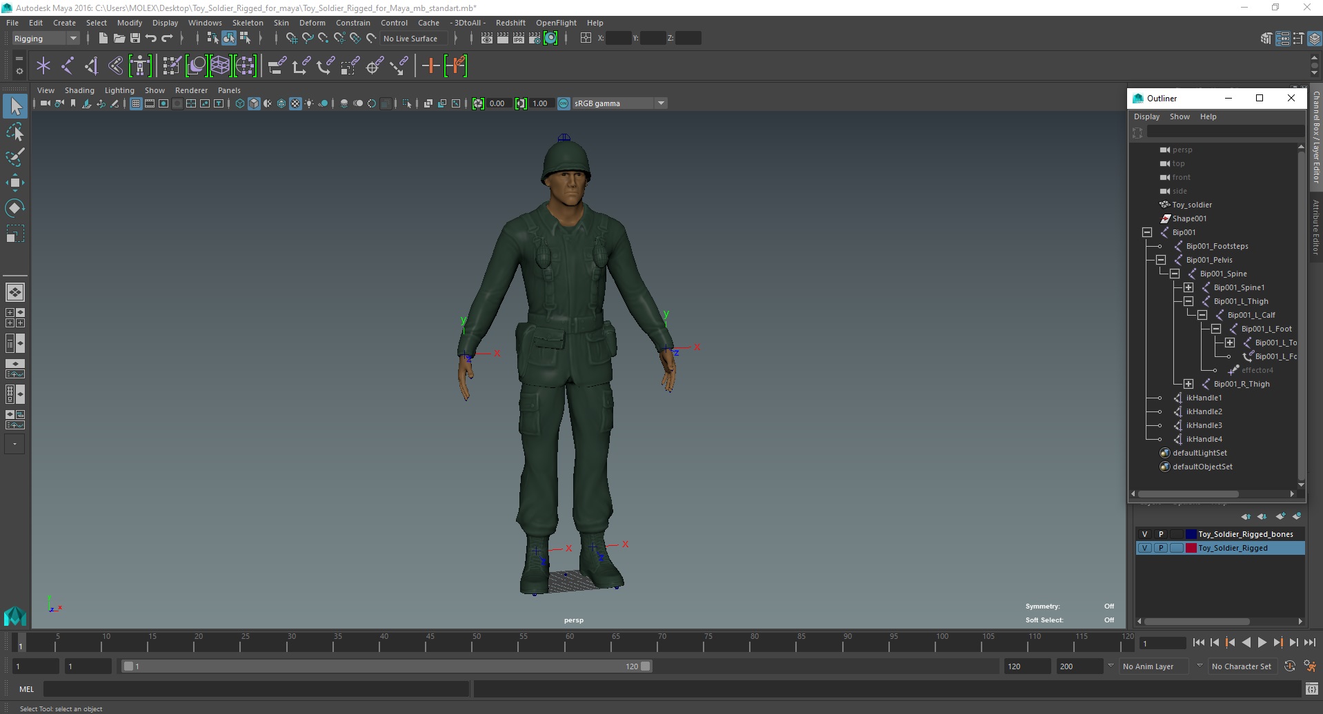 Toy Soldier Rigged for Maya 3D