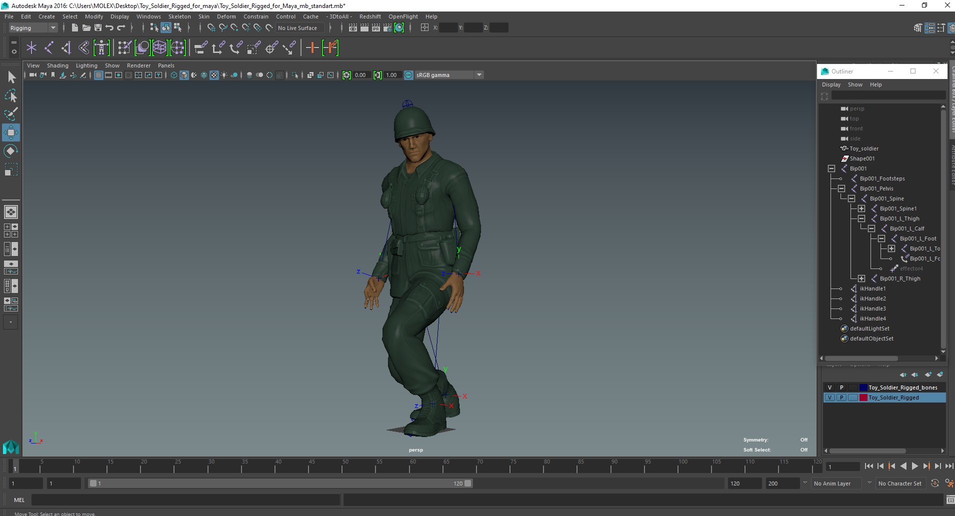 Toy Soldier Rigged for Maya 3D