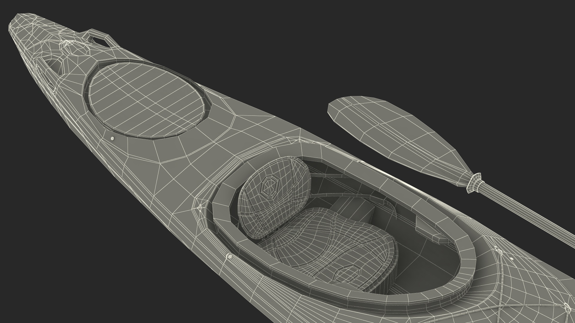Tandem Kayak with Paddle 3D model