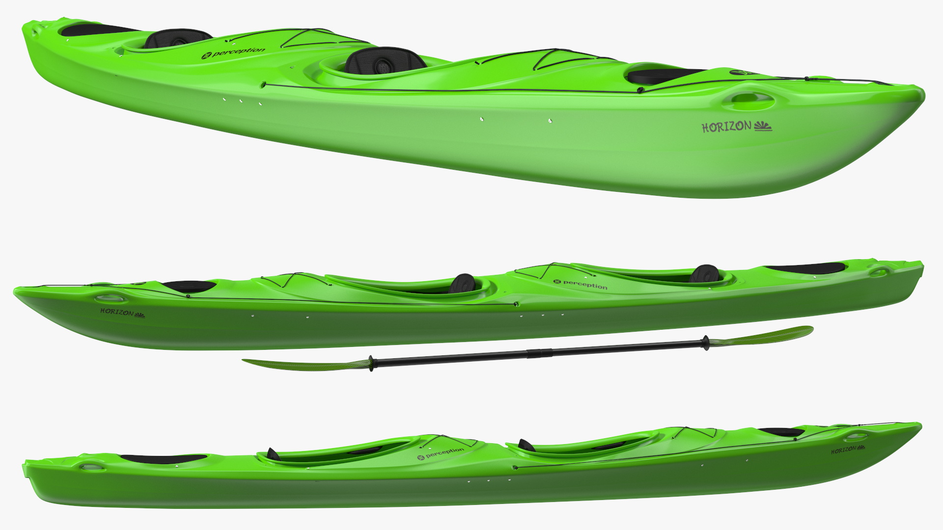 Tandem Kayak with Paddle 3D model