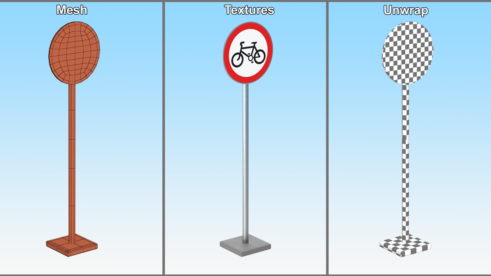 3D model Road Sign No Cycling